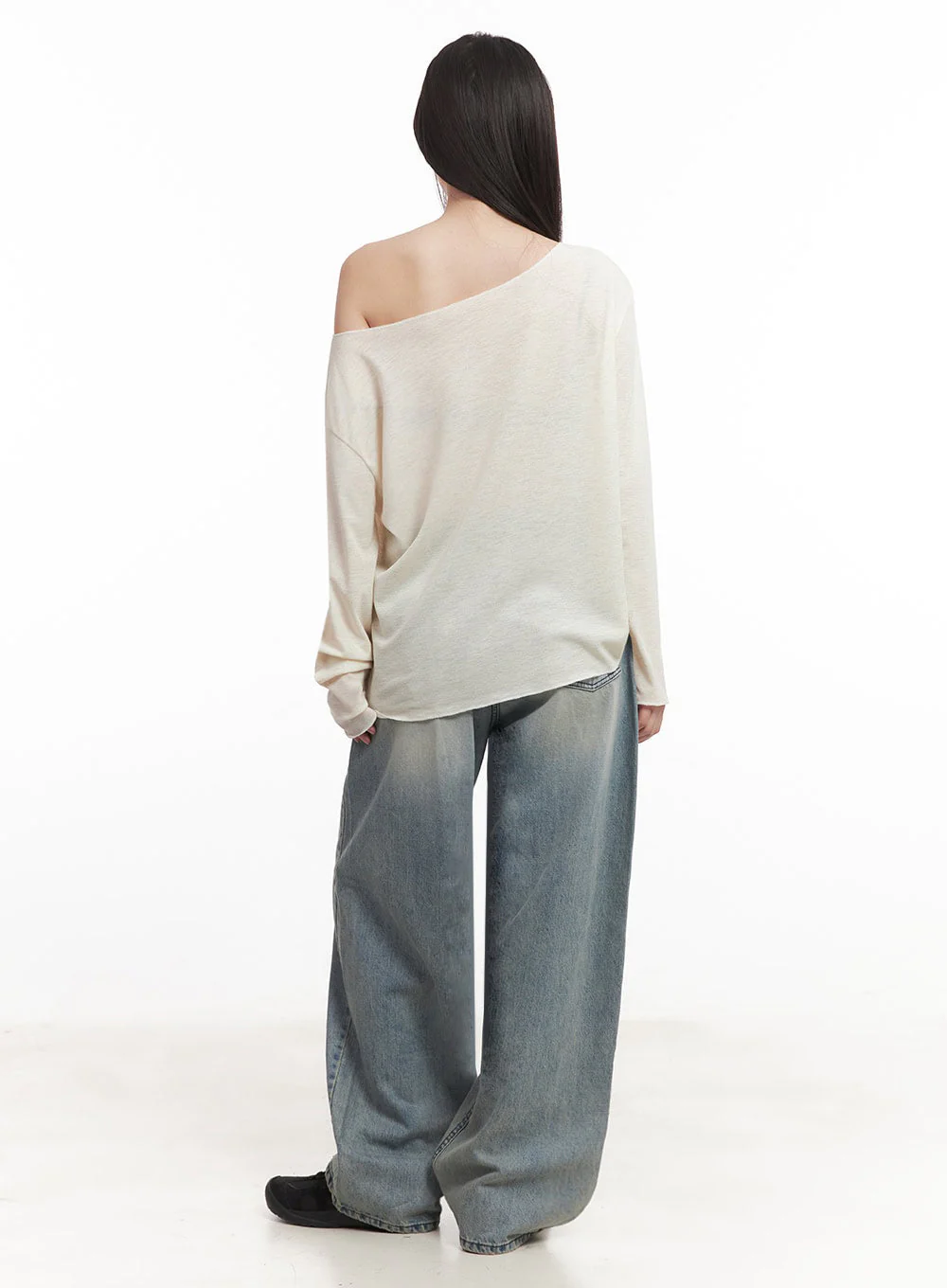 One-Shoulder Sheer Long-Sleeve Graphic Top IM528 - Image 10