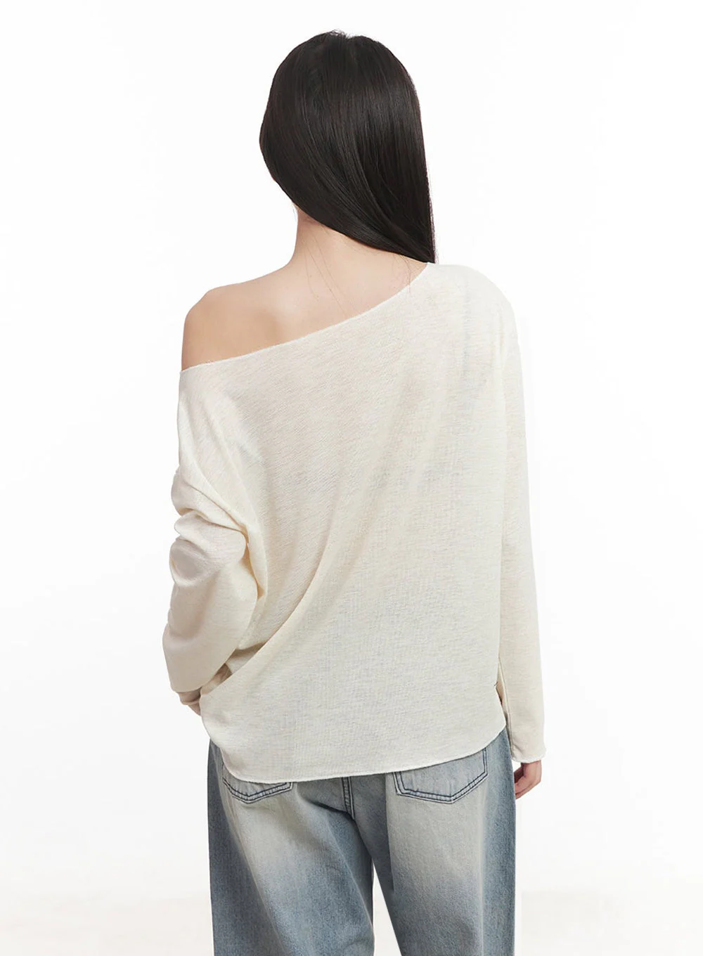 One-Shoulder Sheer Long-Sleeve Graphic Top IM528 - Image 7