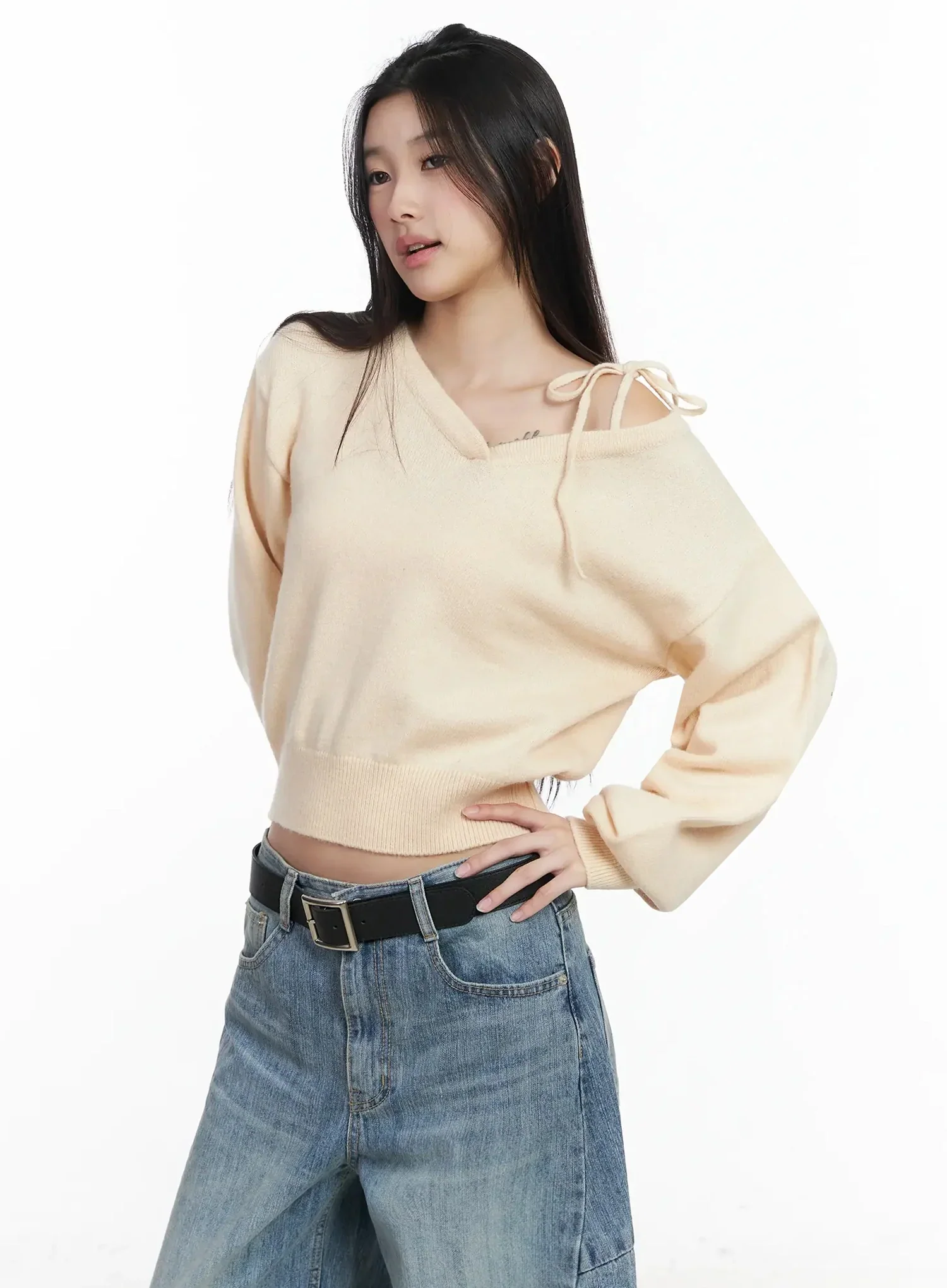 One-Shoulder Tie Sweater IM504 - Image 13