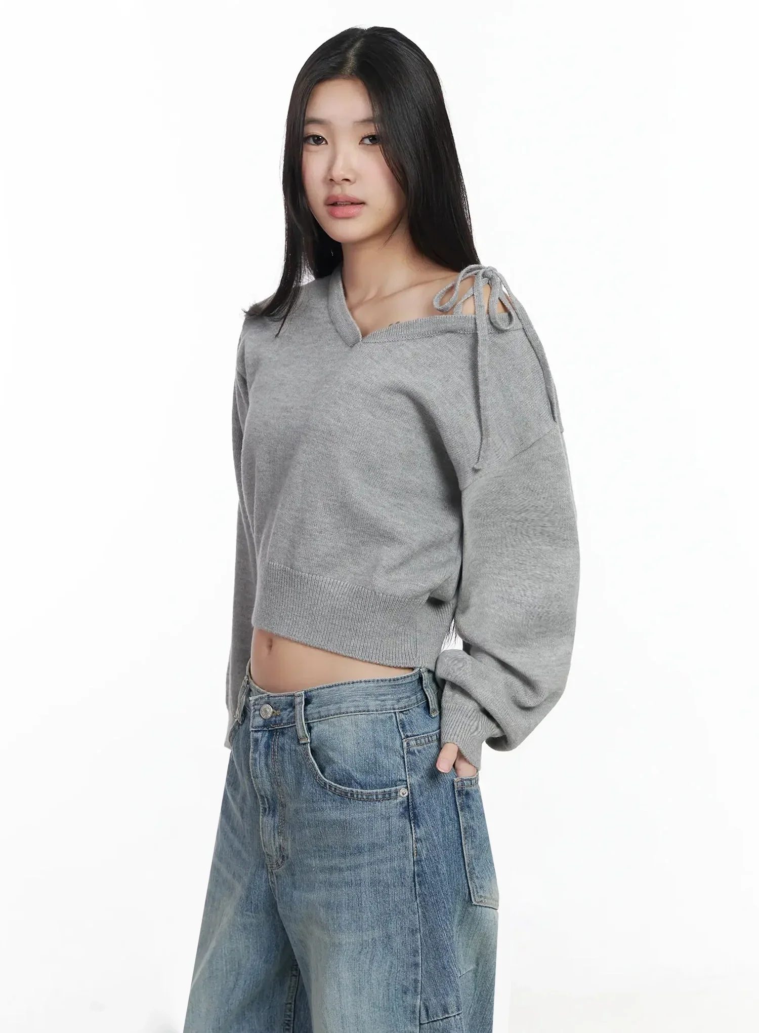 One-Shoulder Tie Sweater IM504 - Image 8