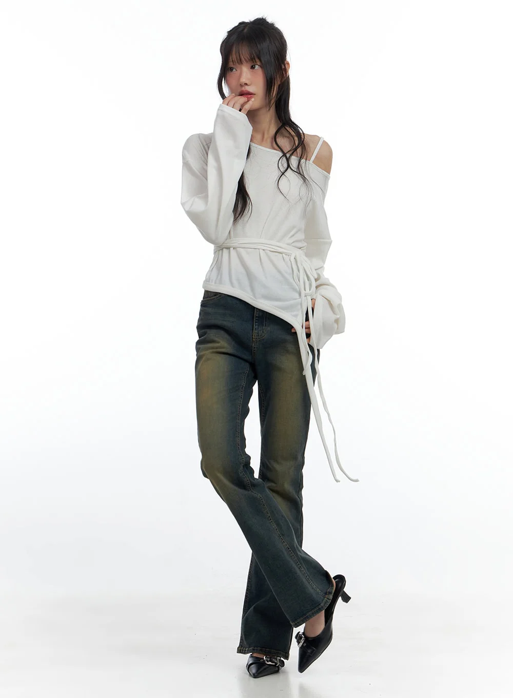 One-Shoulder Unbalanced Strap T-Shirt CS419 - Image 2