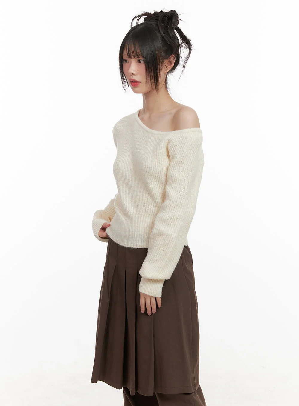 One-Shoulder Wool Blend Sweater CJ506 - Image 3