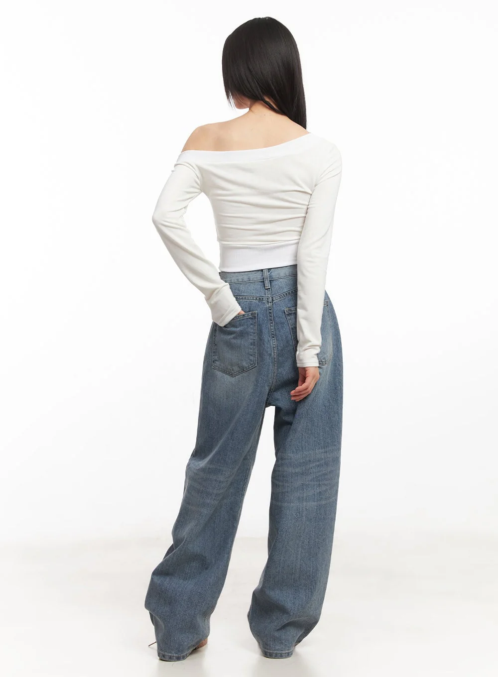 One-Shoulder Wrap Long-Sleeve Crop Top CA522 - Image 6