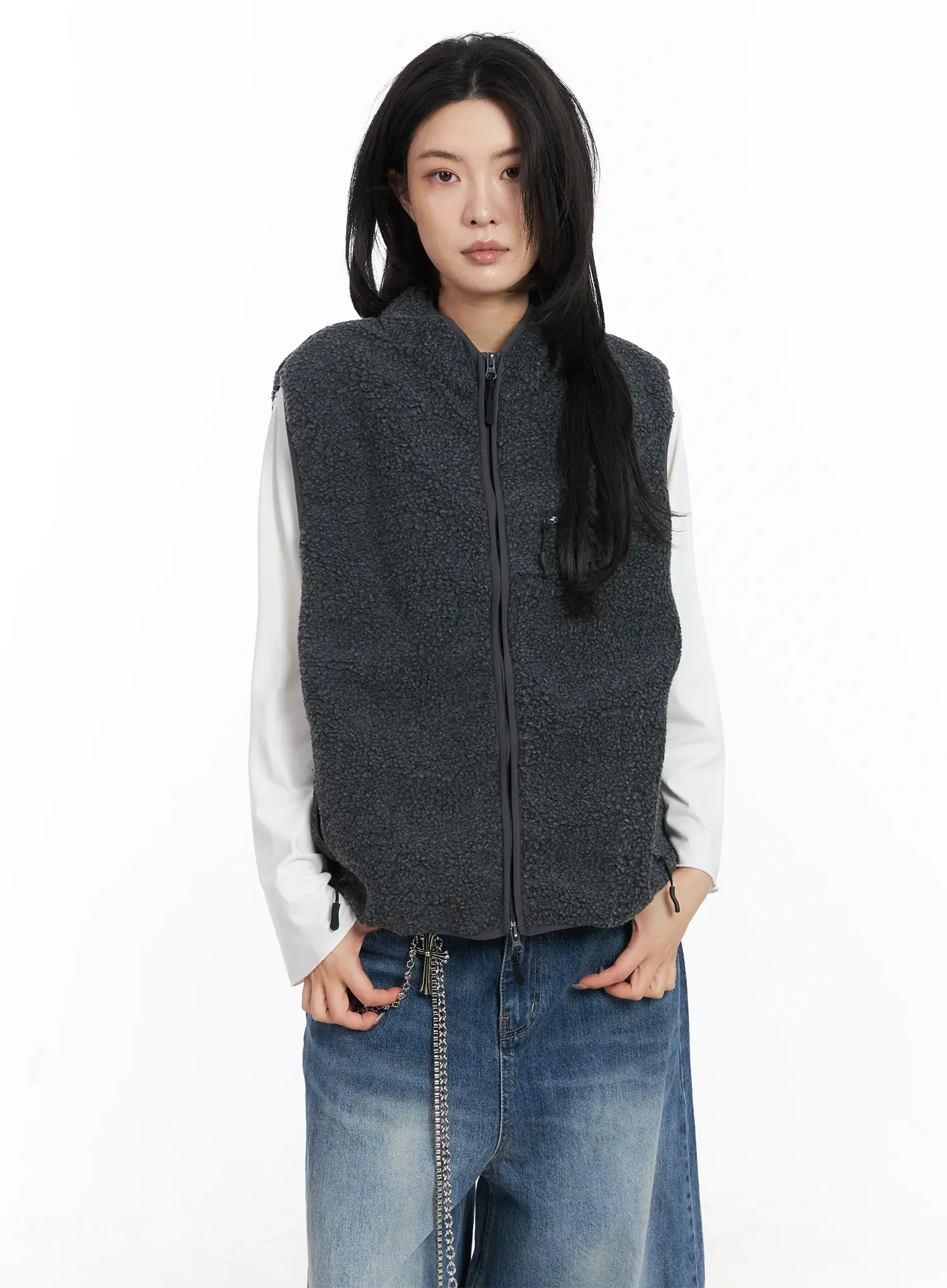 Oversize Shearling Vest CN528 - Image 7
