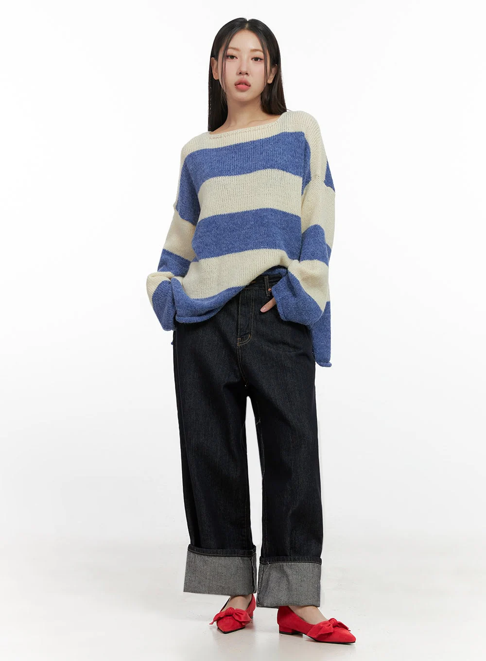 Oversize Stripe Wool Sweater IN415 - Image 14