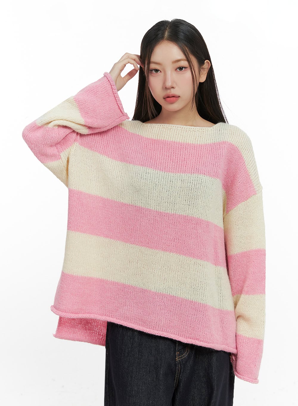 Oversize Stripe Wool Sweater IN415 - Image 15
