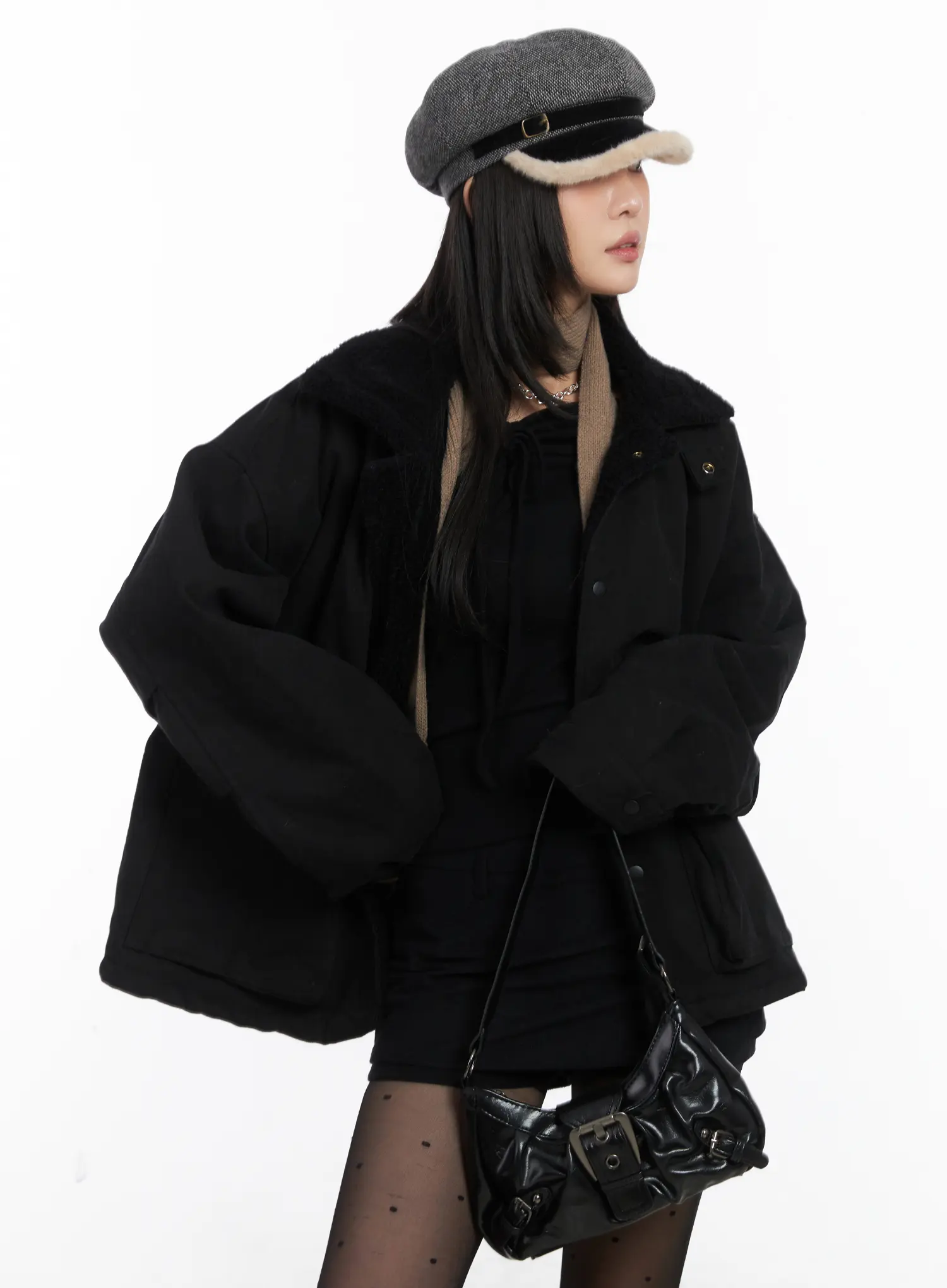 Oversized Button Fleece Jacket CD508