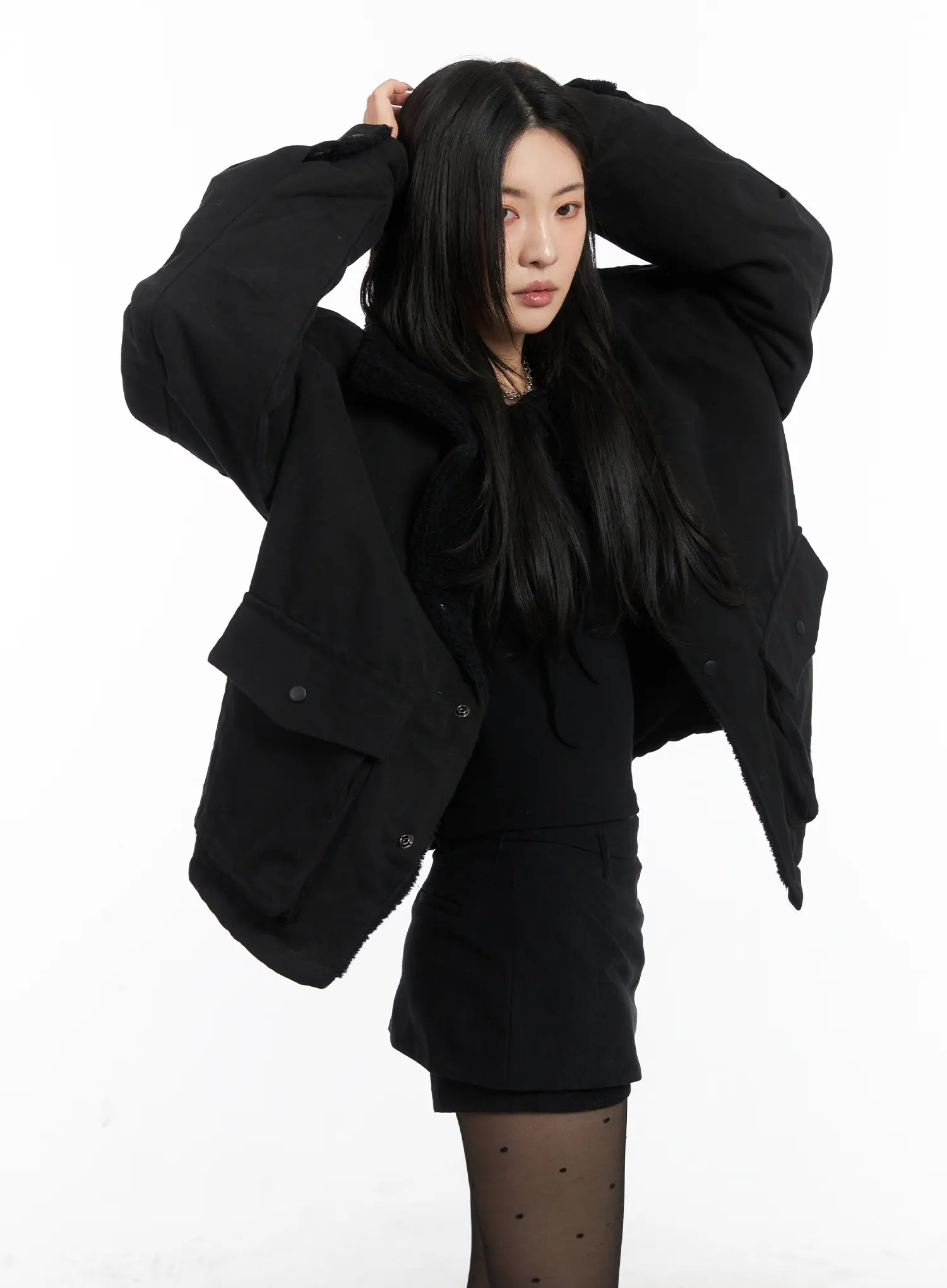 Oversized Button Fleece Jacket CD508 - Image 6