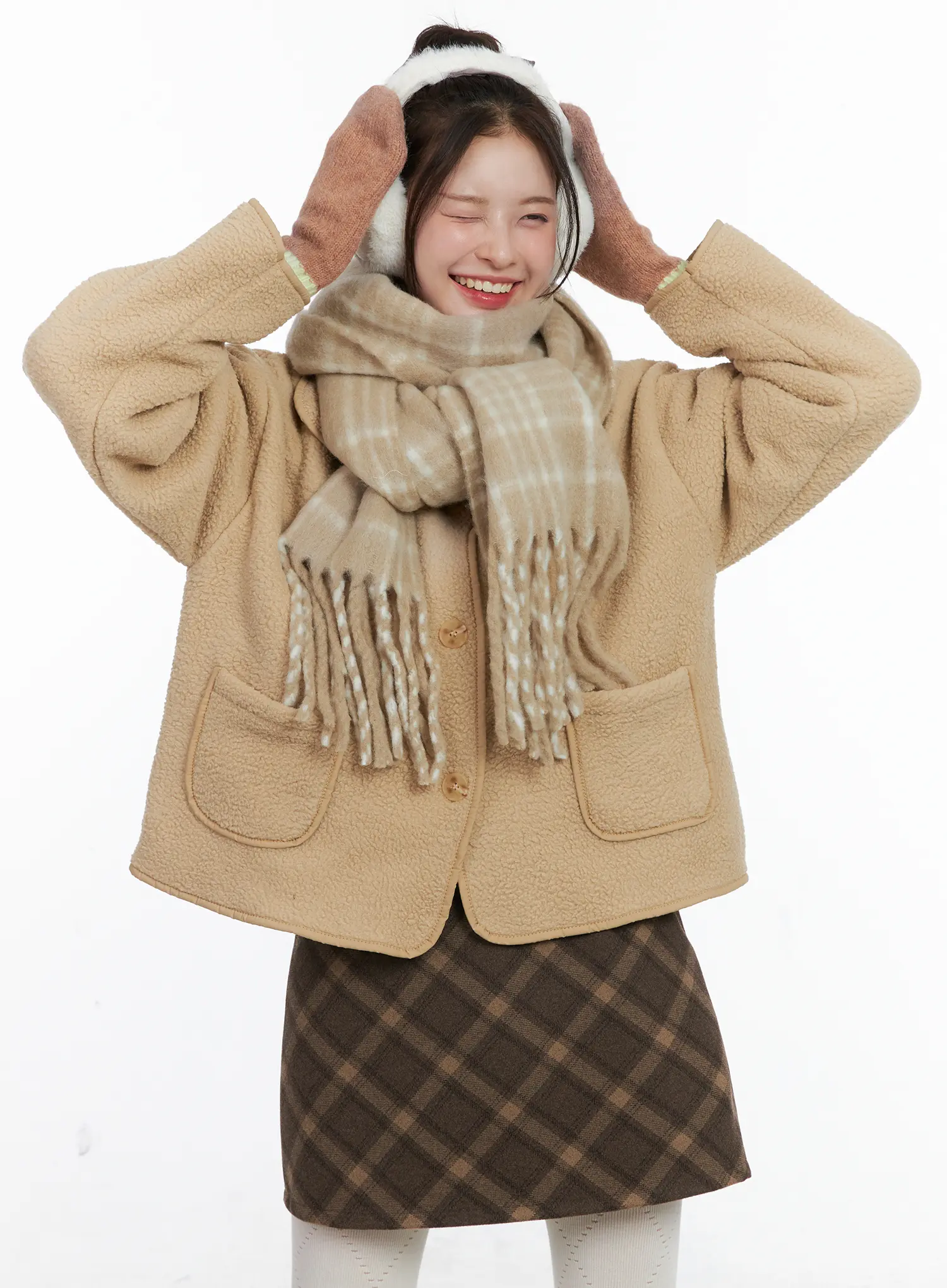 Oversized Button-Up Fleece Jacket CN518