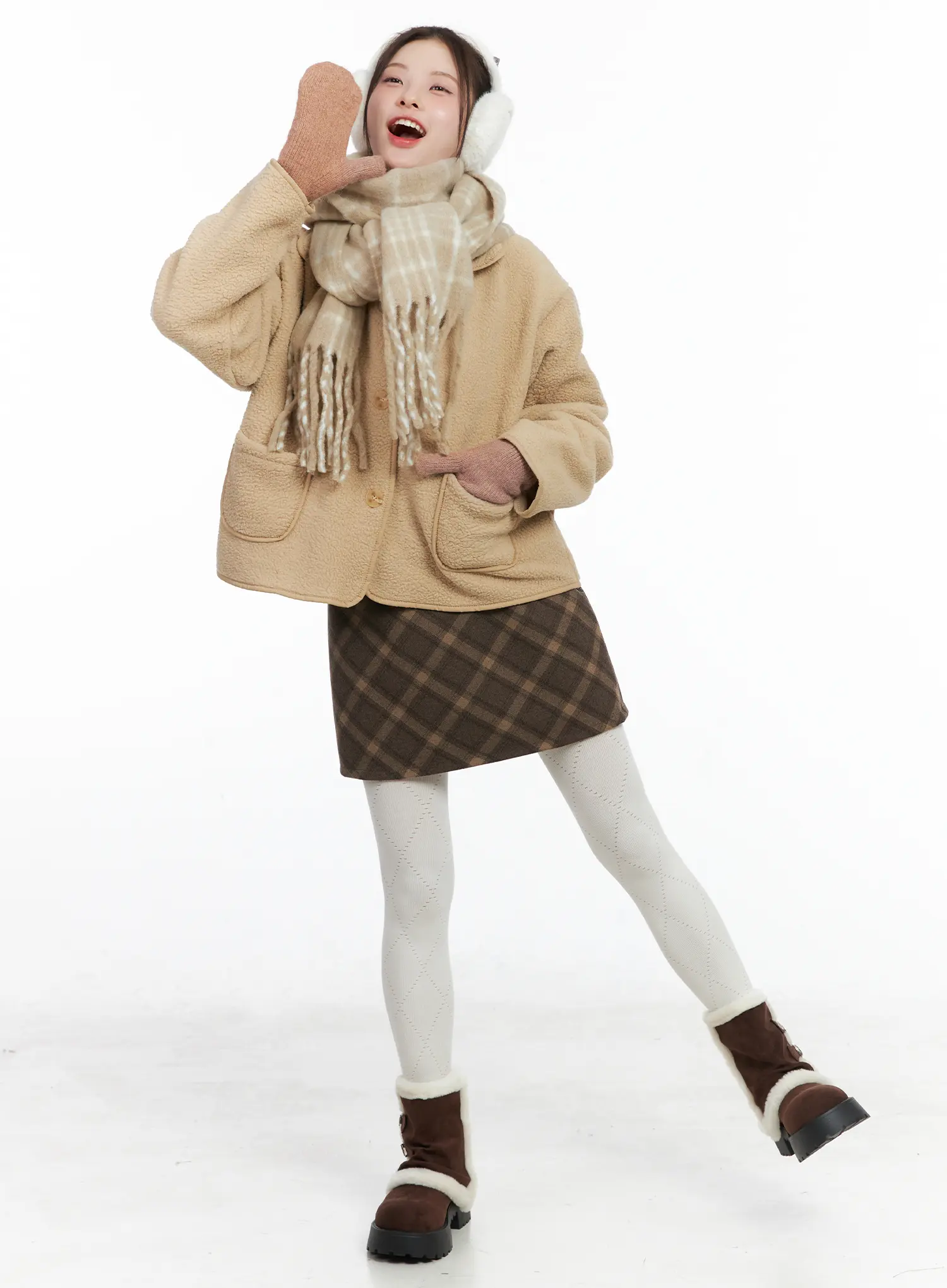 Oversized Button-Up Fleece Jacket CN518 - Image 3