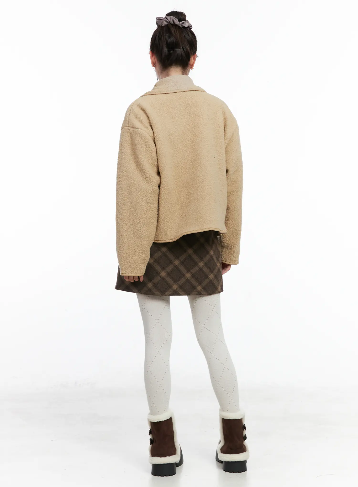 Oversized Button-Up Fleece Jacket CN518 - Image 8
