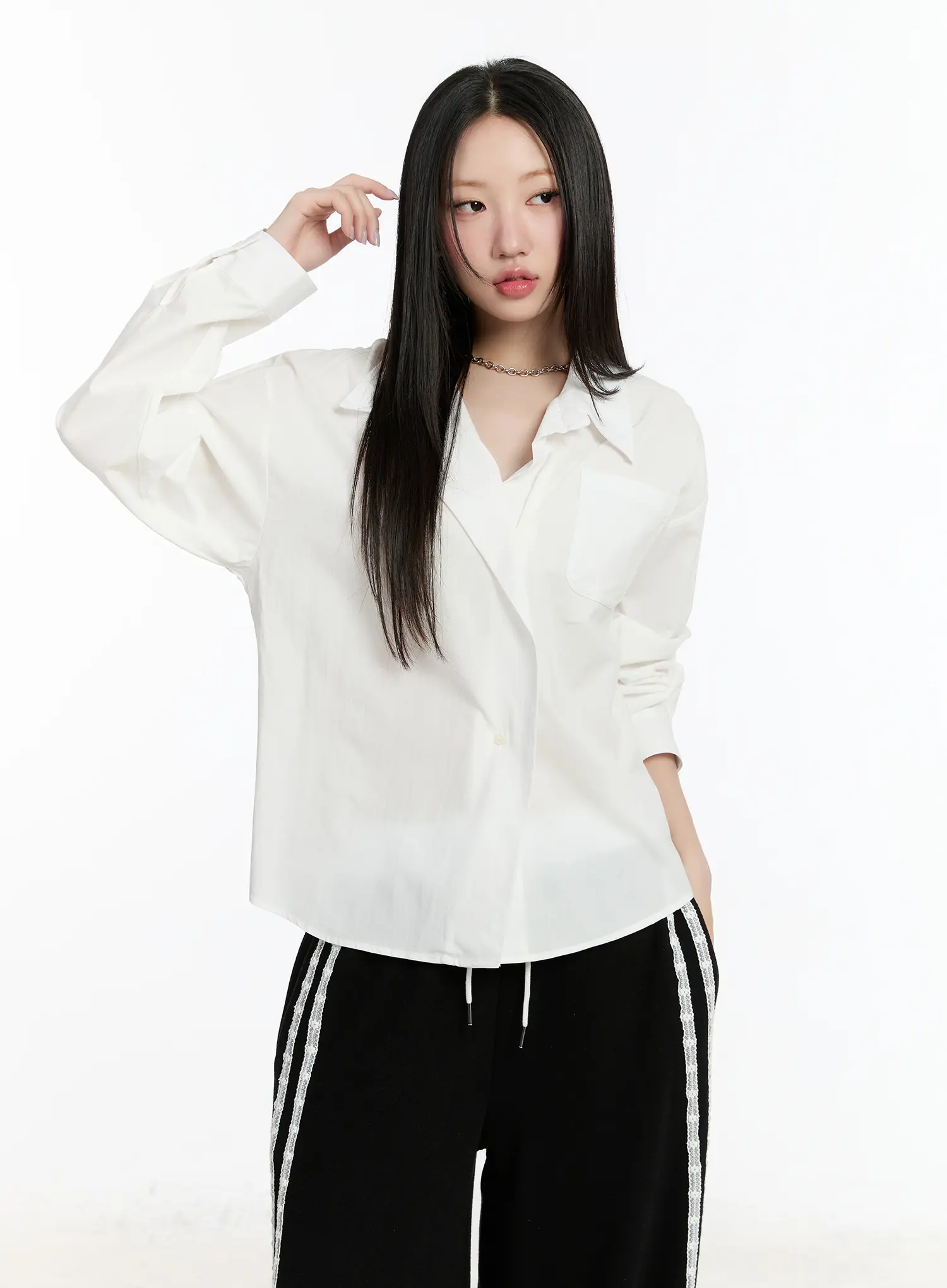 Oversized Button-Up Shirt CM511 - Image 9