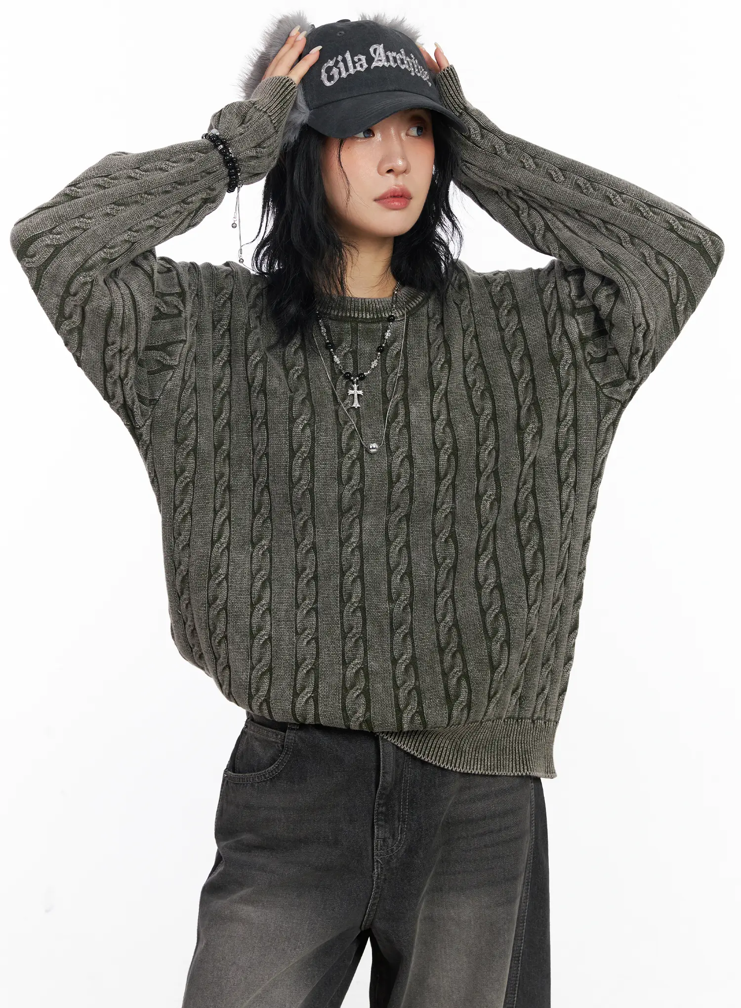 Oversized Cable Knit Sweater CJ522