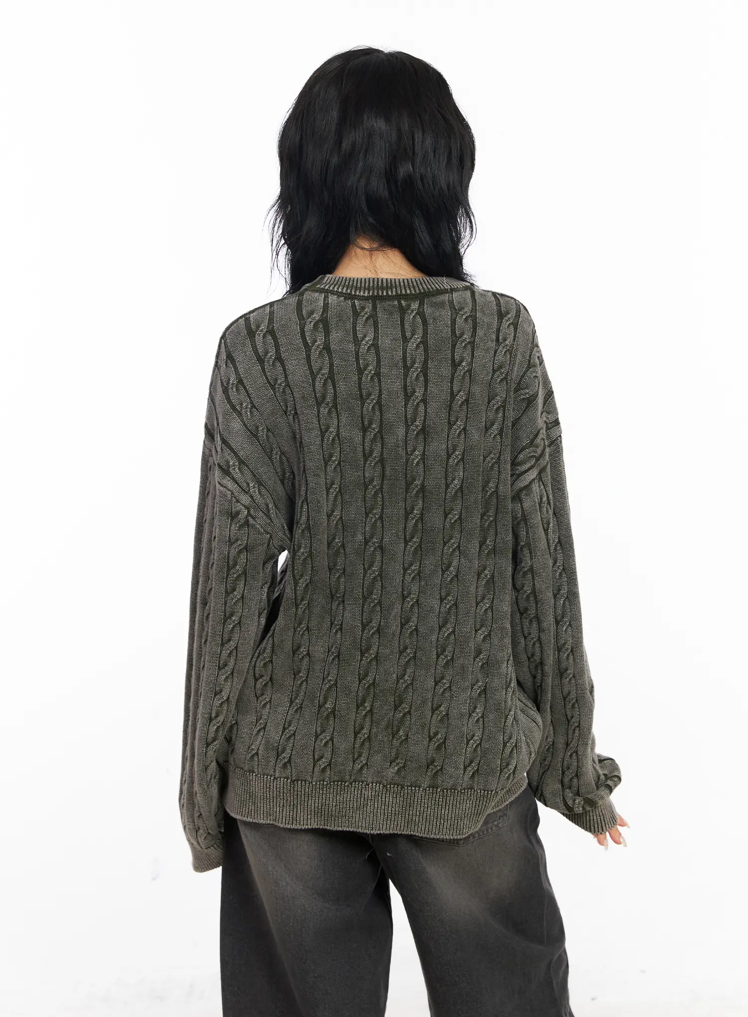 Oversized Cable Knit Sweater CJ522 - Image 8