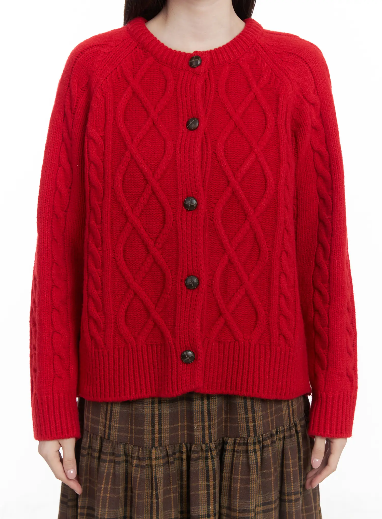 Oversized Chunky Cable Knit Cardigan CJ506 - Image 8