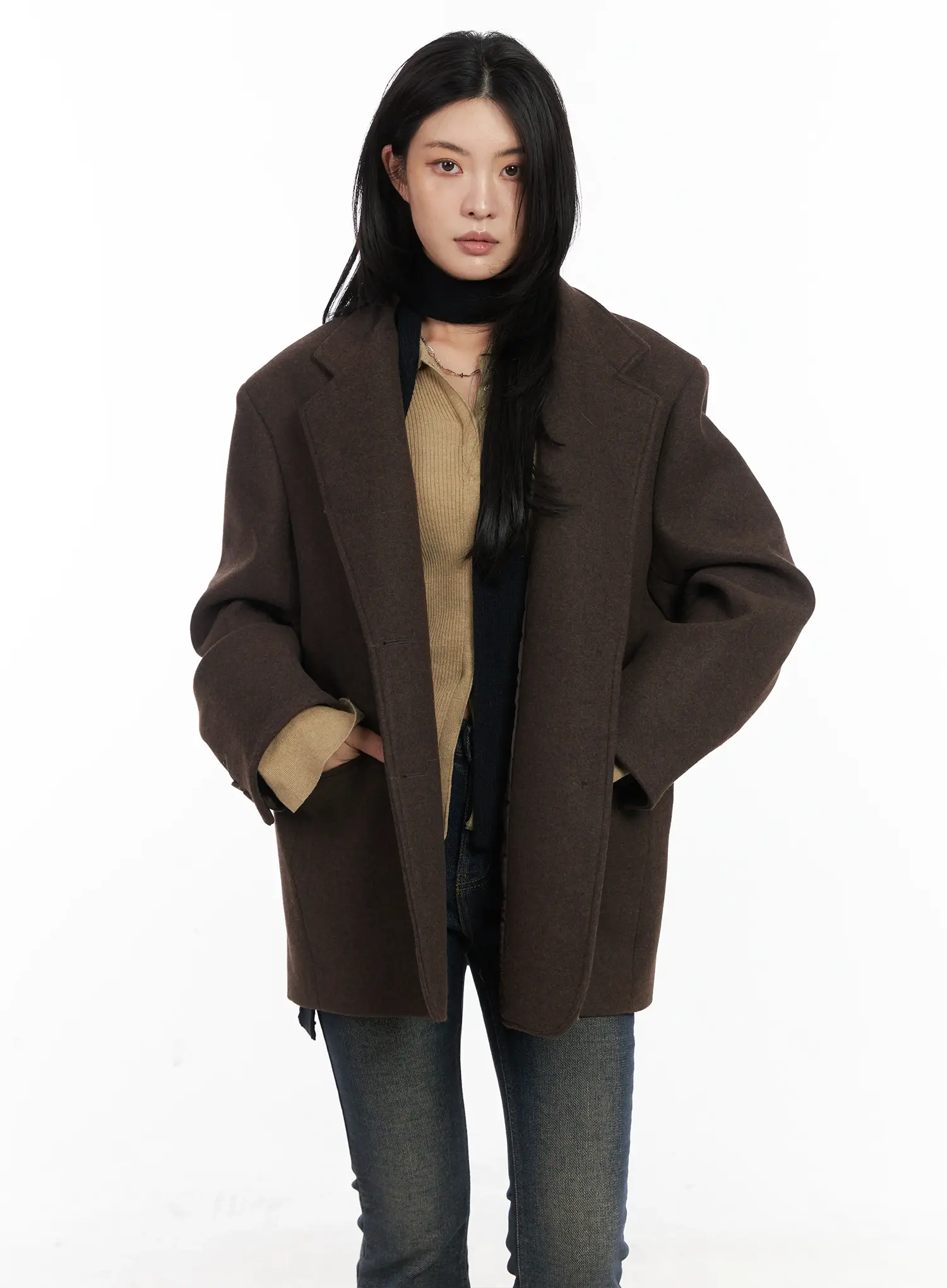 Oversized Classic Wool Blazer Jacket CD502 - Image 2