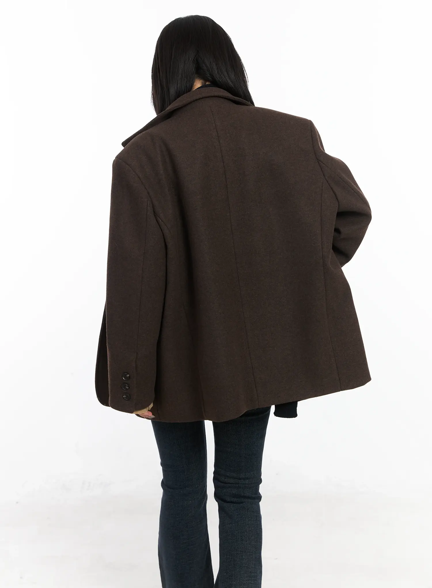 Oversized Classic Wool Blazer Jacket CD502 - Image 8