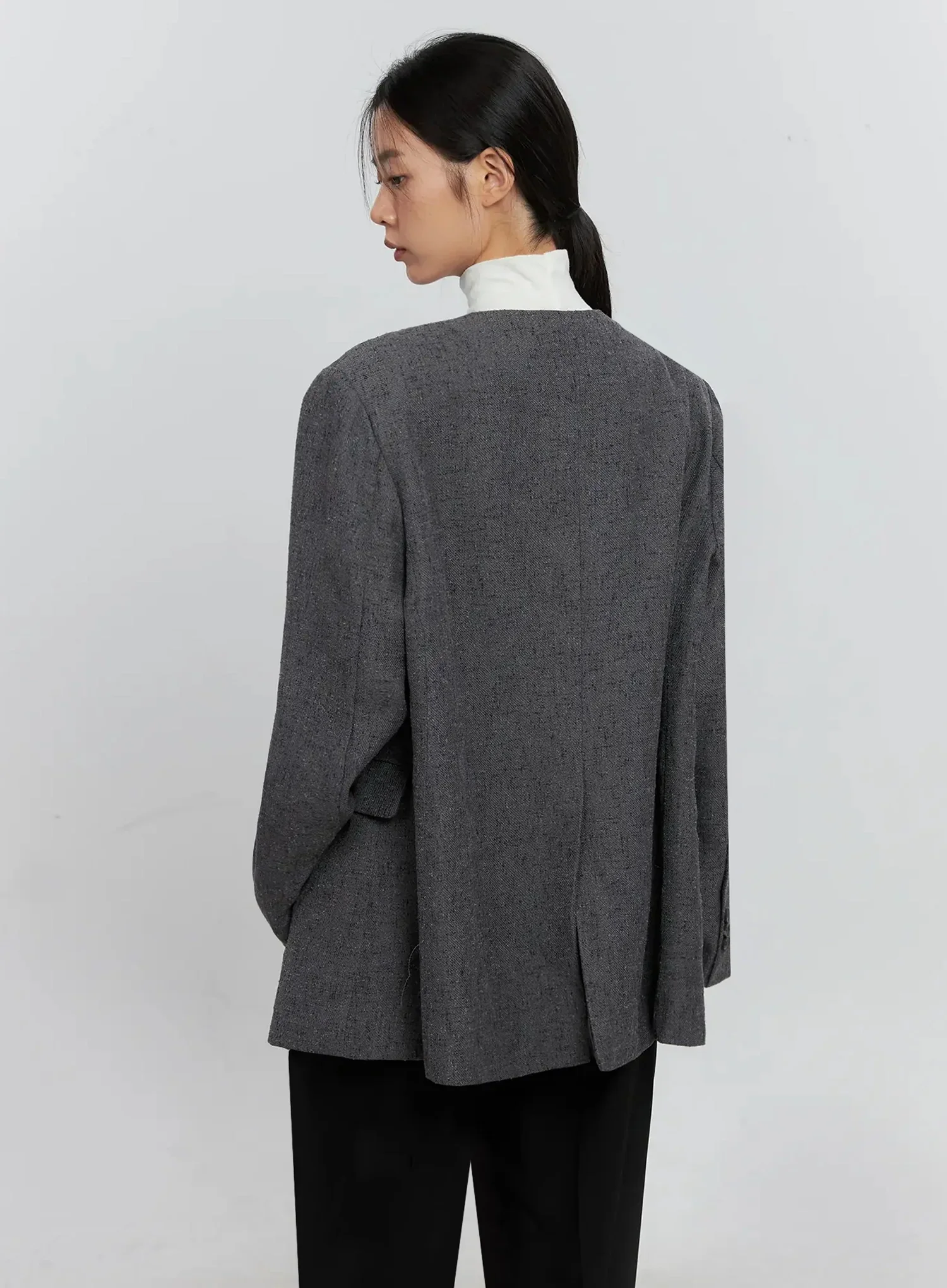 Oversized Collarless Blazer IS516 - Image 7
