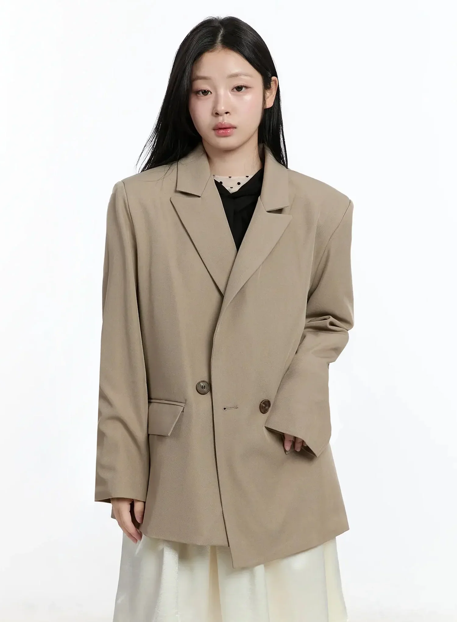 Oversized Double-Button Blazer IM519 - Image 2