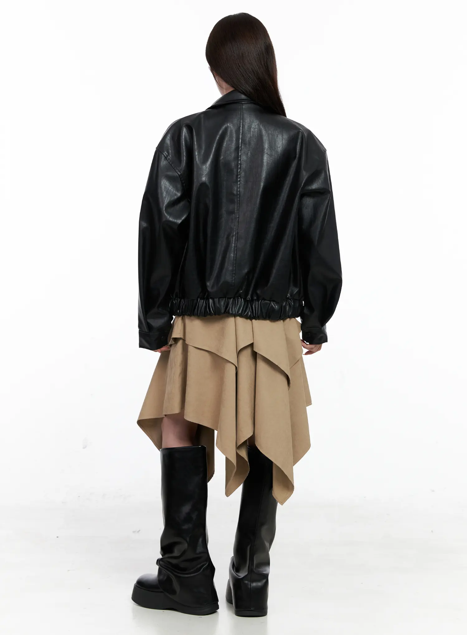 Oversized Faux Leather Jacket CO521 - Image 4