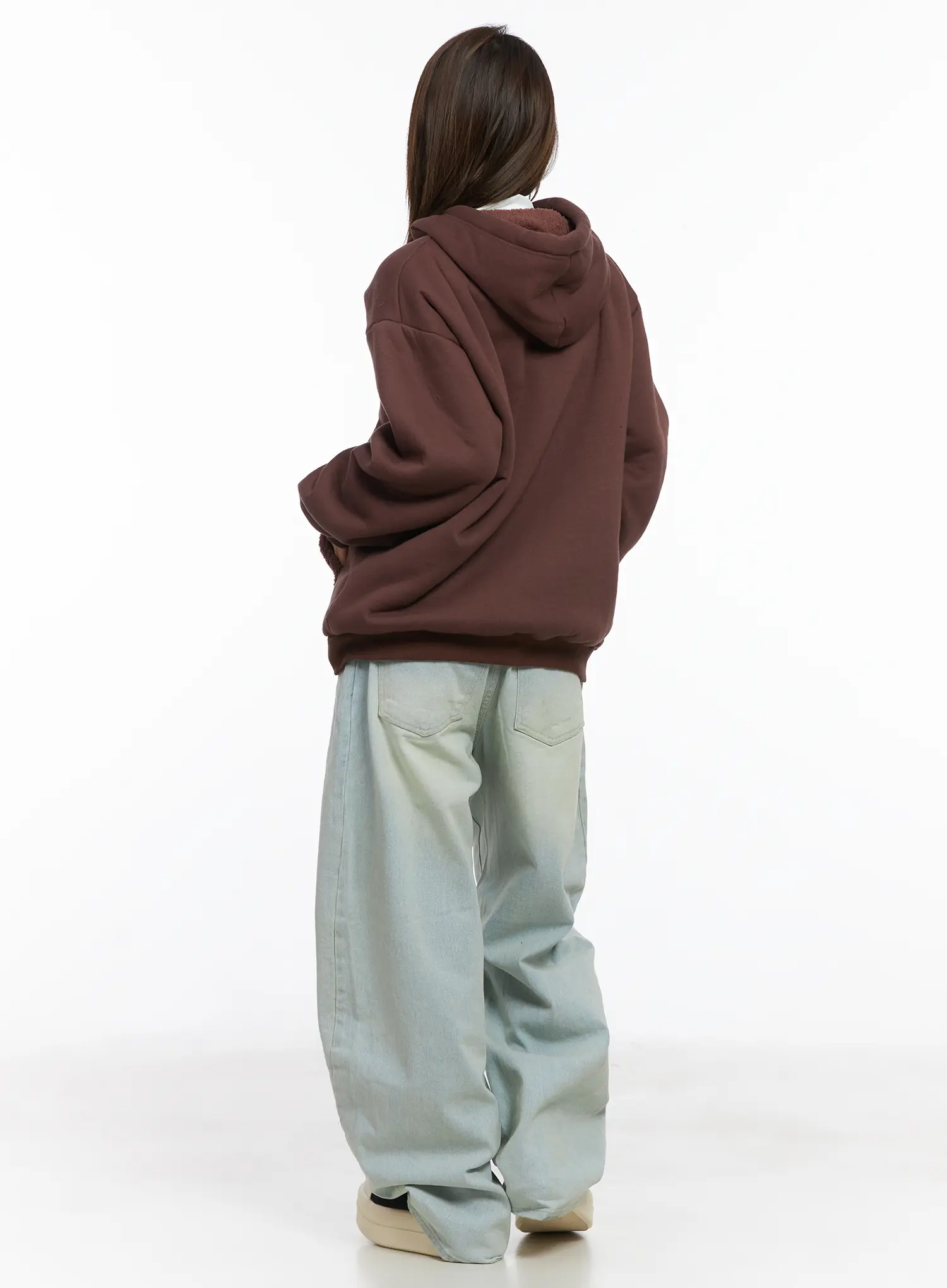 Oversized Fleece Lettering Hoodie CJ512 - Image 4