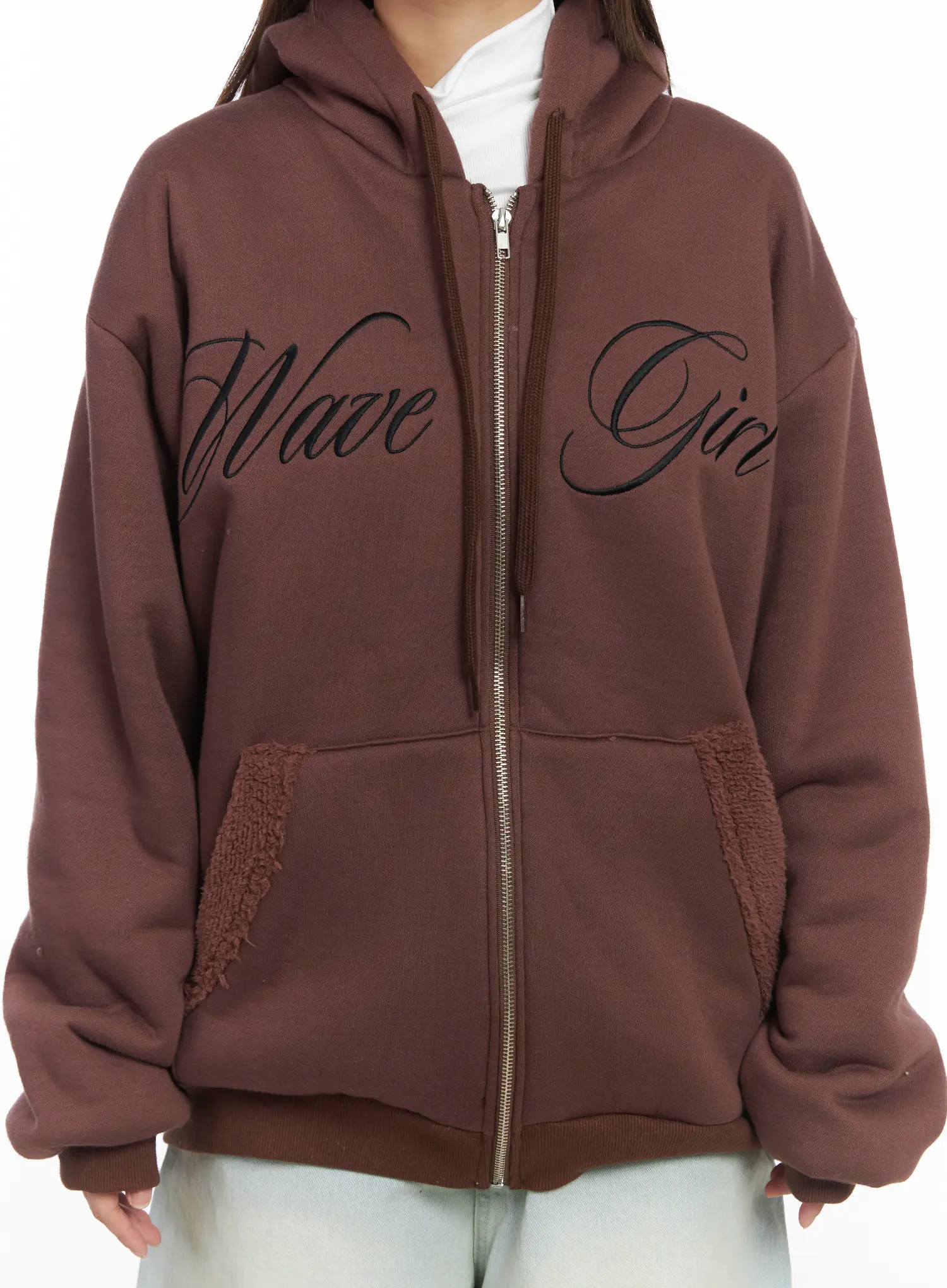 Oversized Fleece Lettering Hoodie CJ512 - Image 7