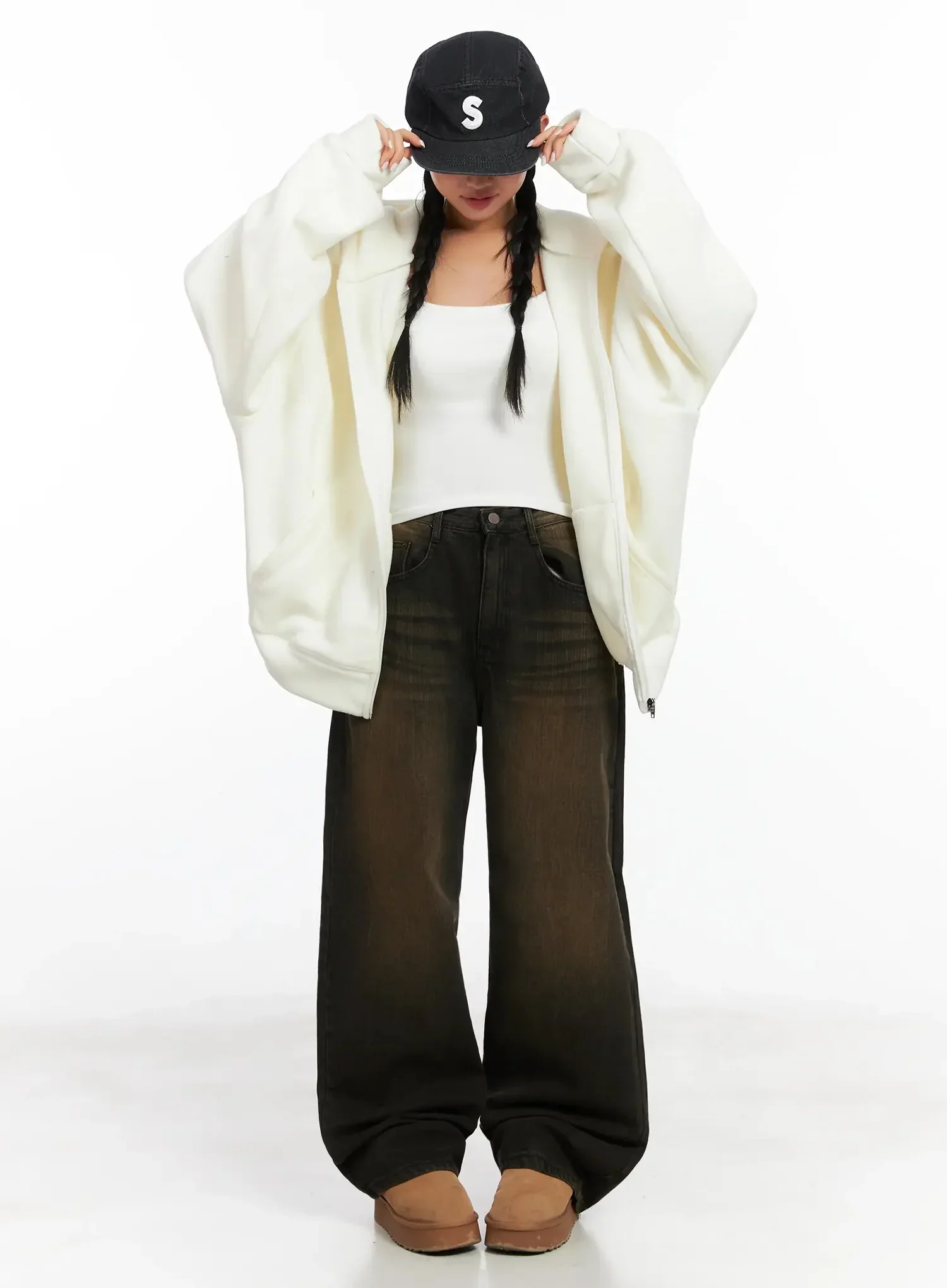 Oversized Fleece Zip-Up Hoodie IN528 - Image 12