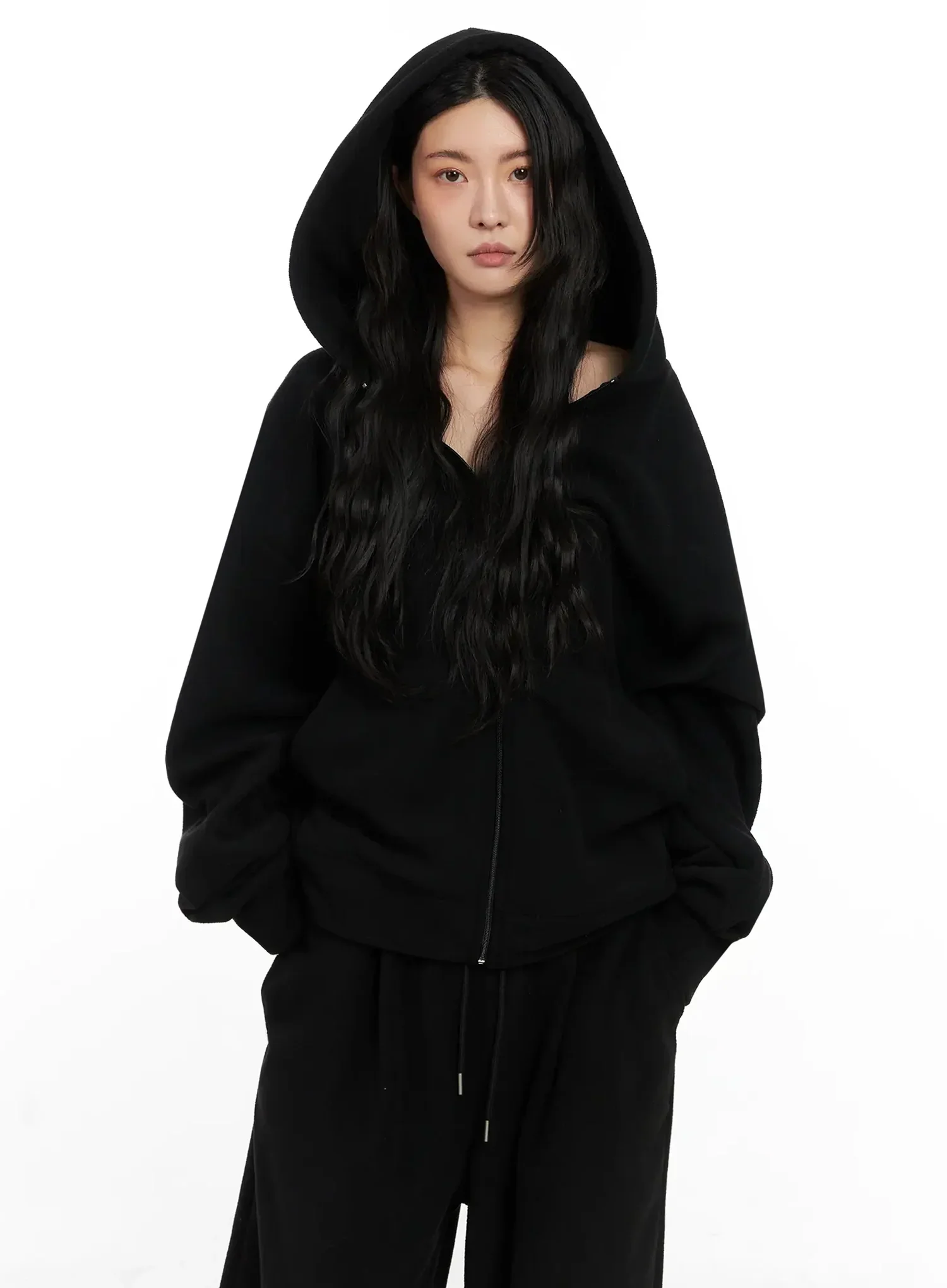 Oversized Fleece Zip-Up Hoodie IN528 - Image 4