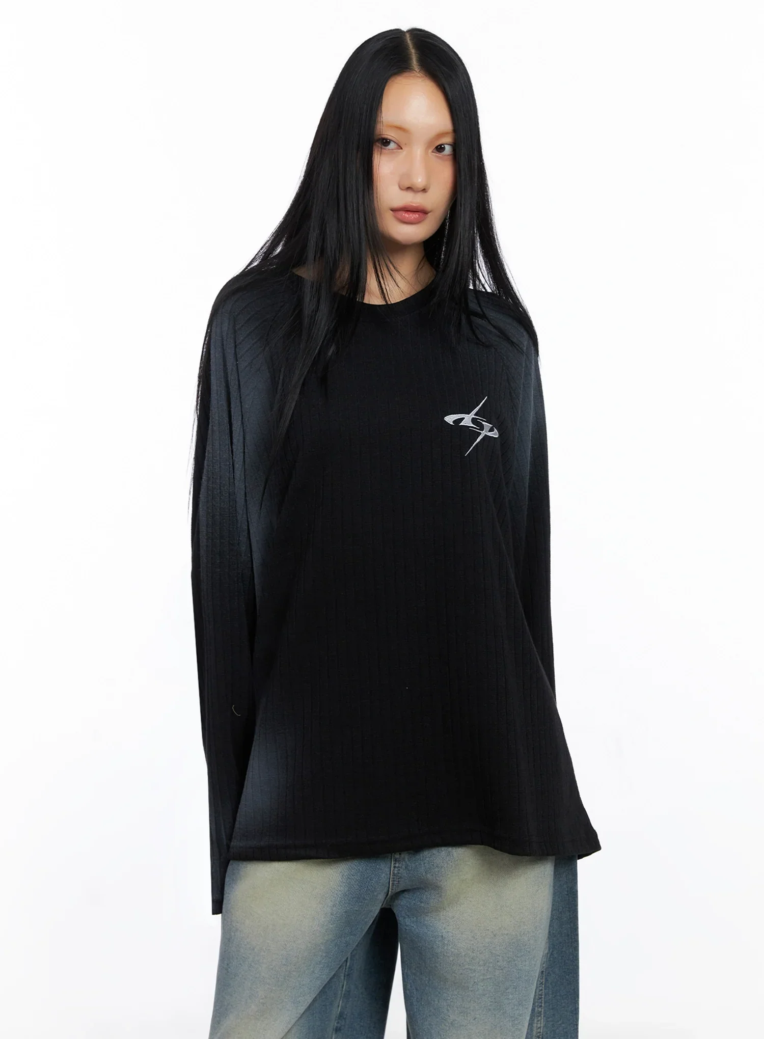 Oversized Gradient Ribbed Knit Top IO517 - Image 12