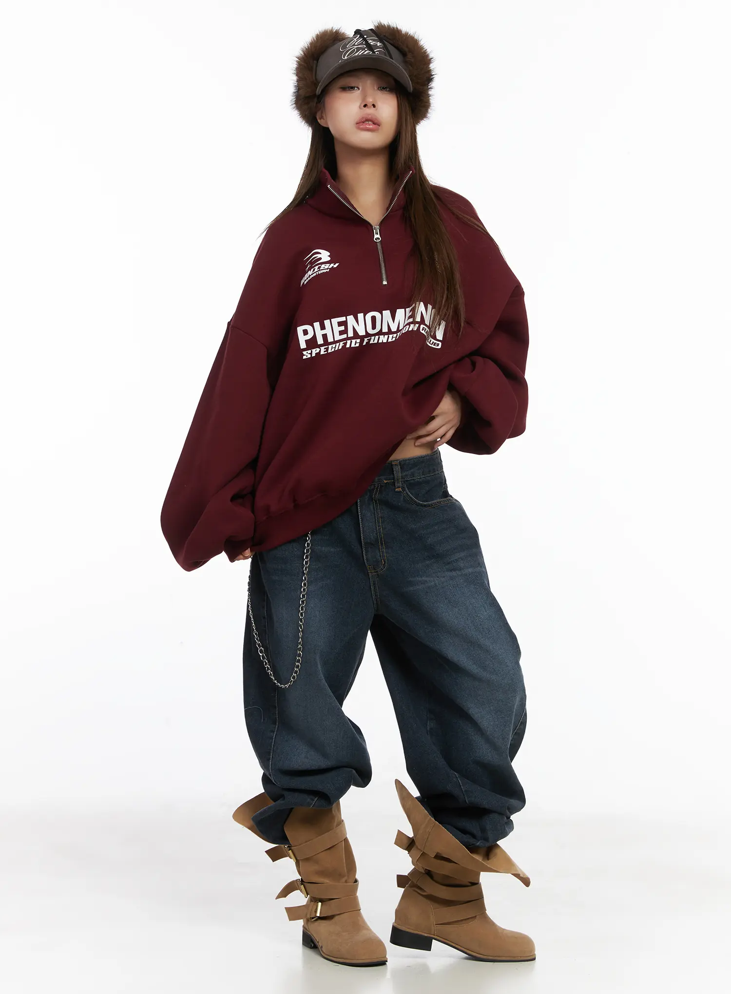 Oversized Half-Zipped Jumper CJ513