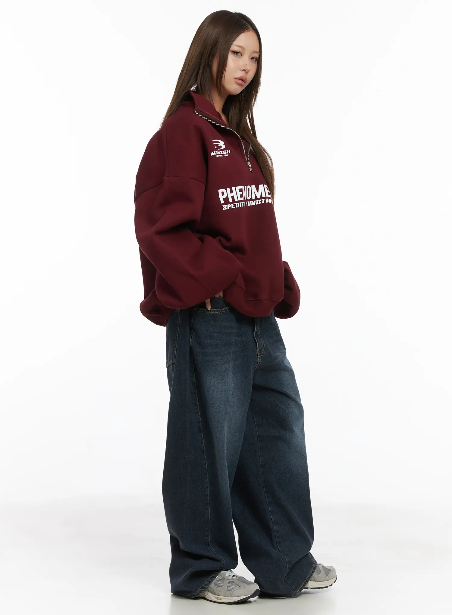 Oversized Half-Zipped Jumper CJ513 - Image 4