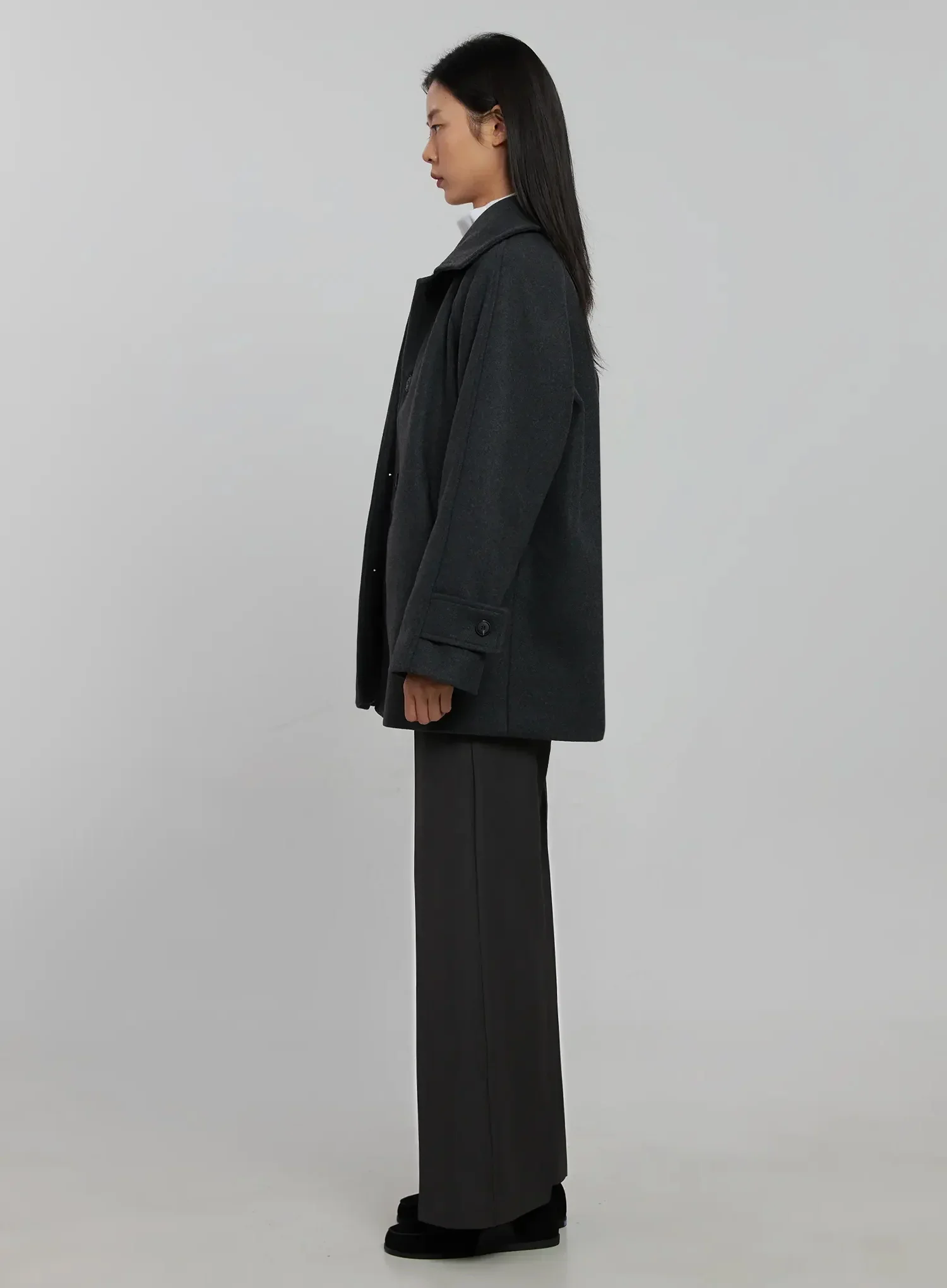 Oversized High Collar Short Coat IJ508 - Image 10