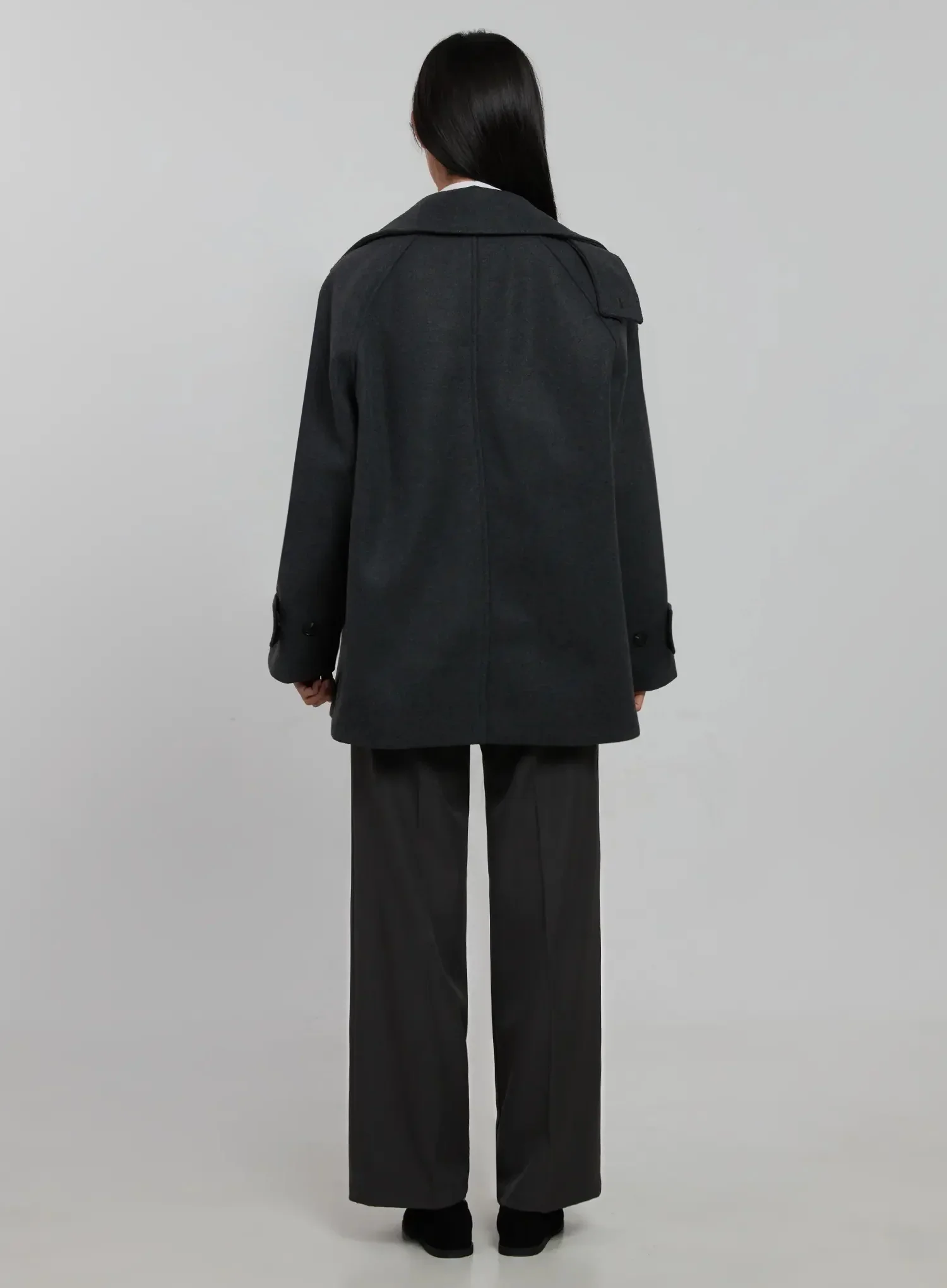 Oversized High Collar Short Coat IJ508 - Image 11