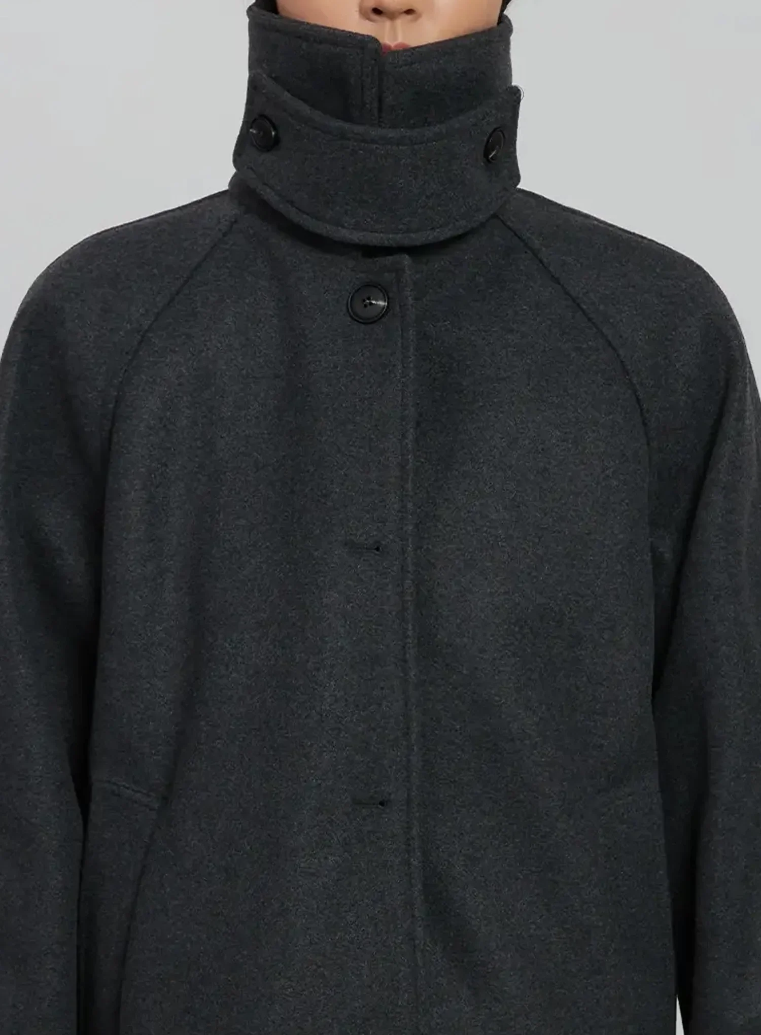 Oversized High Collar Short Coat IJ508 - Image 3