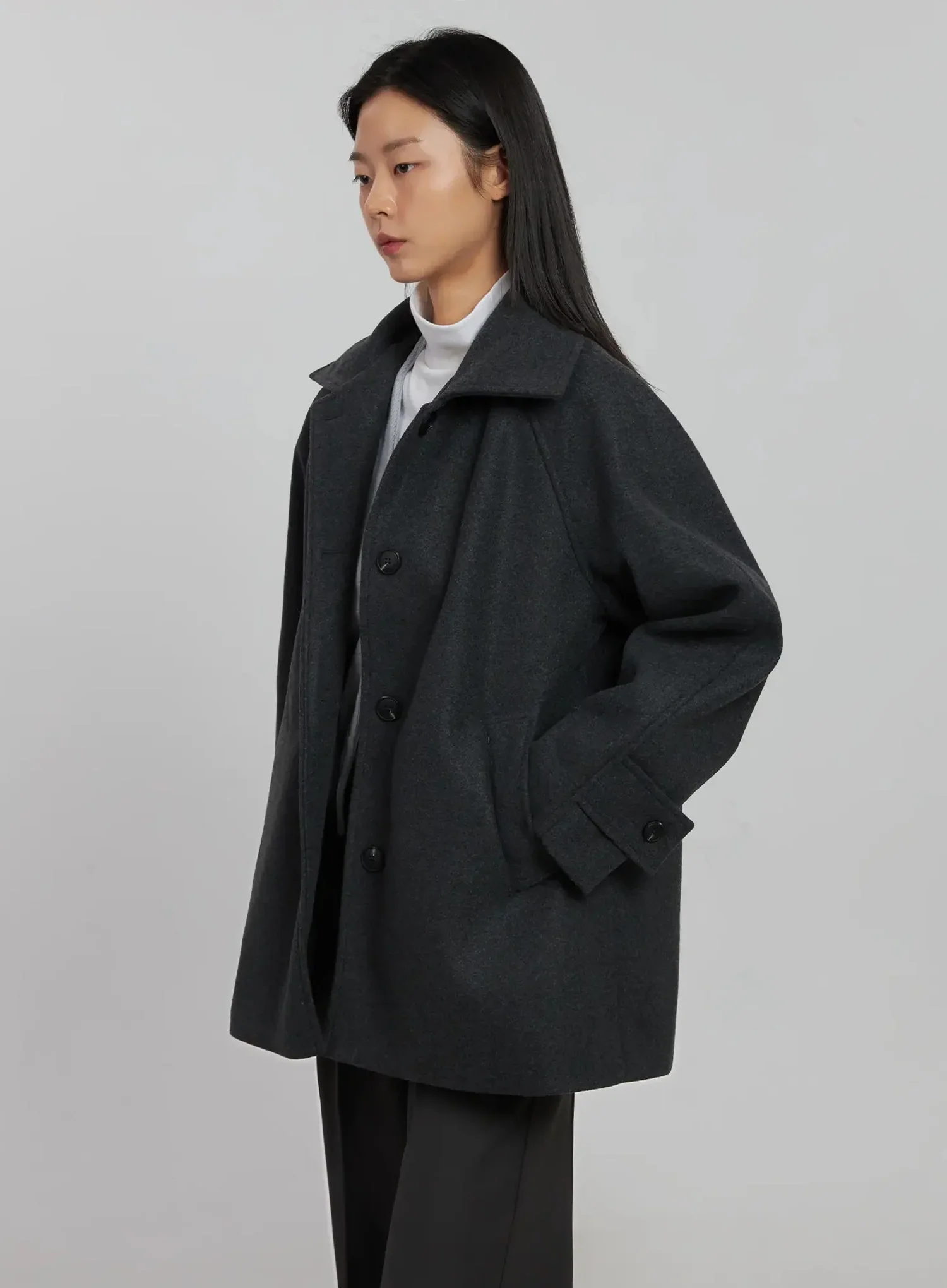 Oversized High Collar Short Coat IJ508 - Image 5
