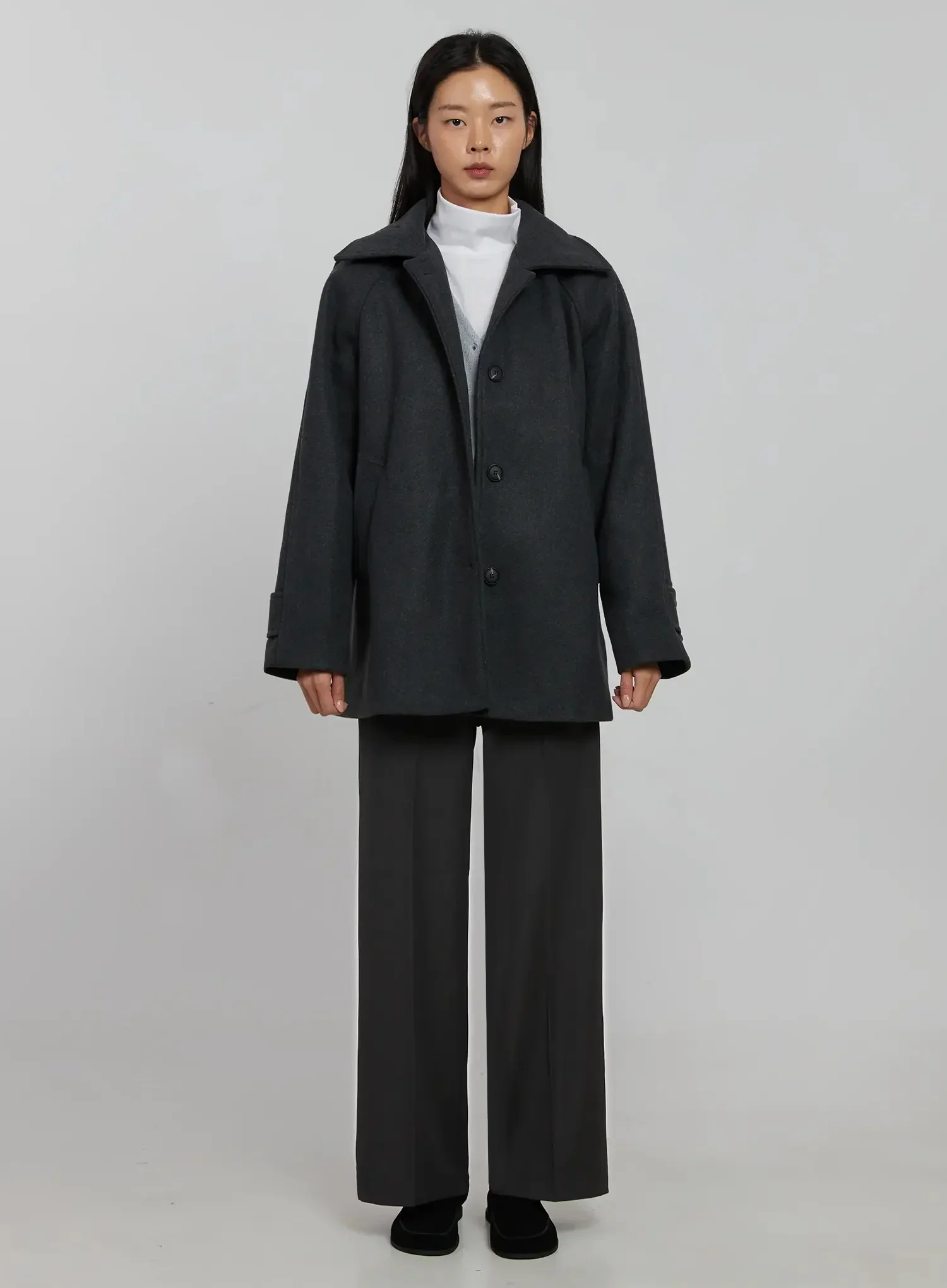 Oversized High Collar Short Coat IJ508 - Image 8