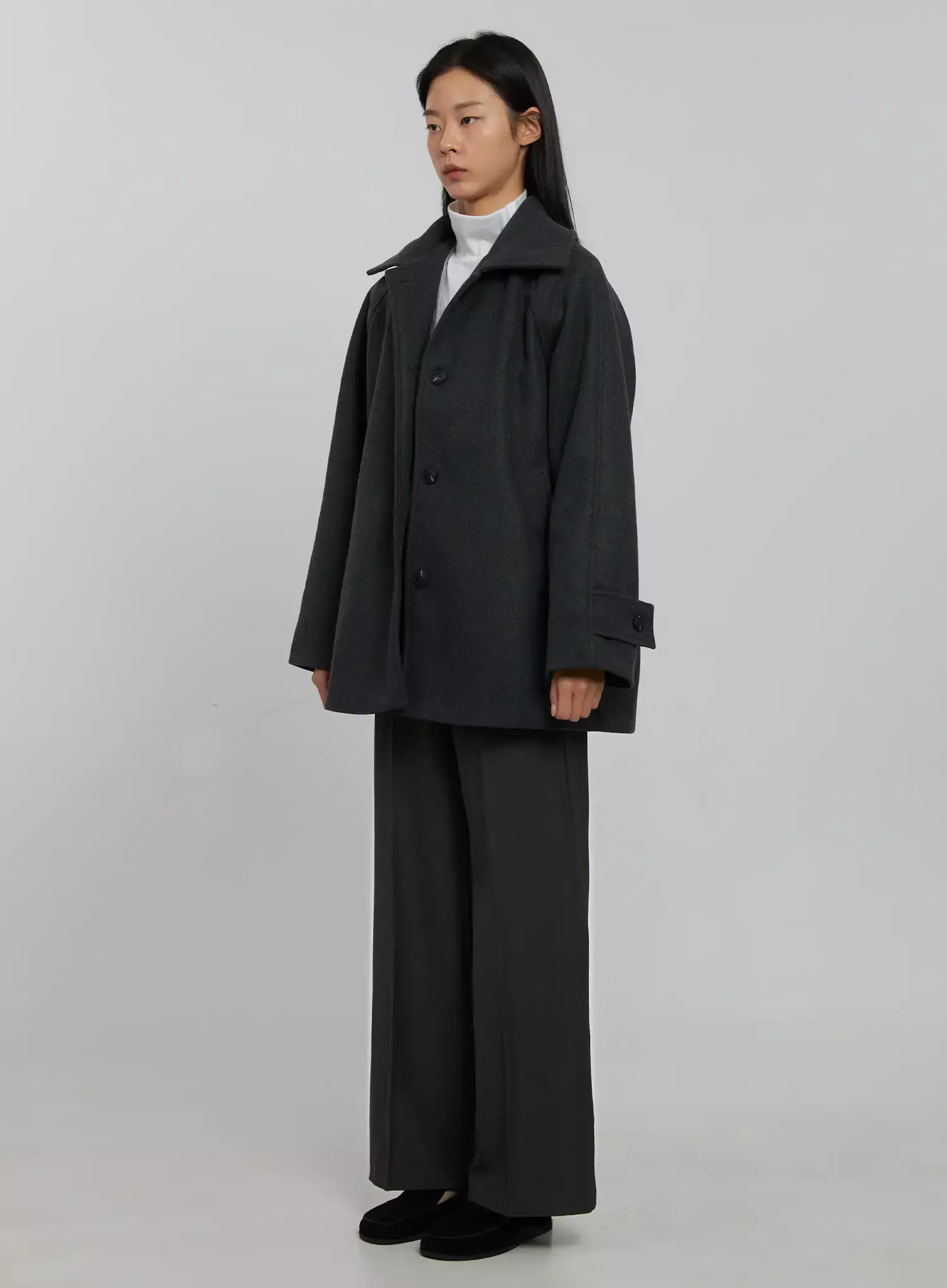Oversized High Collar Short Coat IJ508 - Image 9