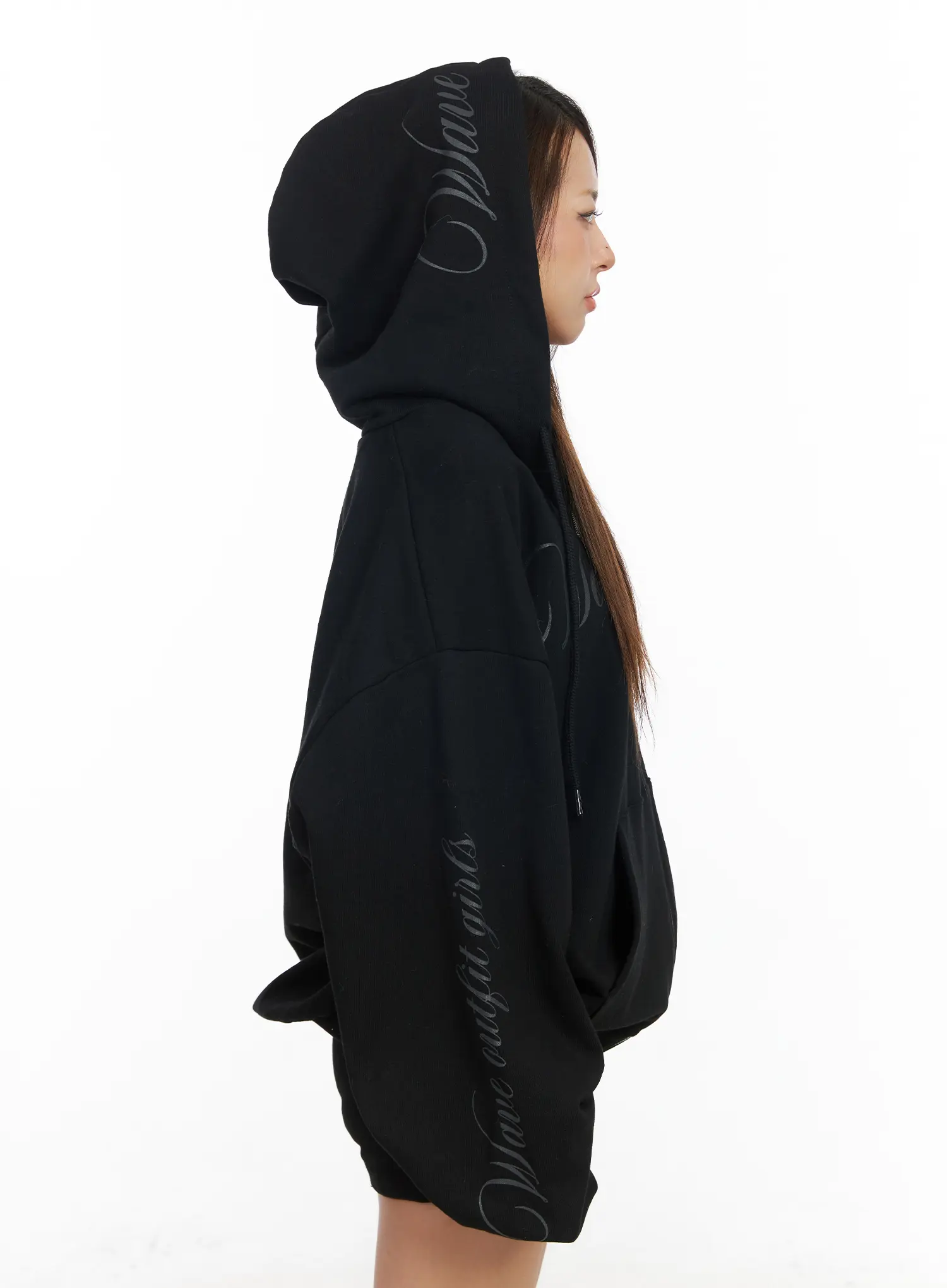 Oversized Hoodie with Graphic Text CF513 - Image 9