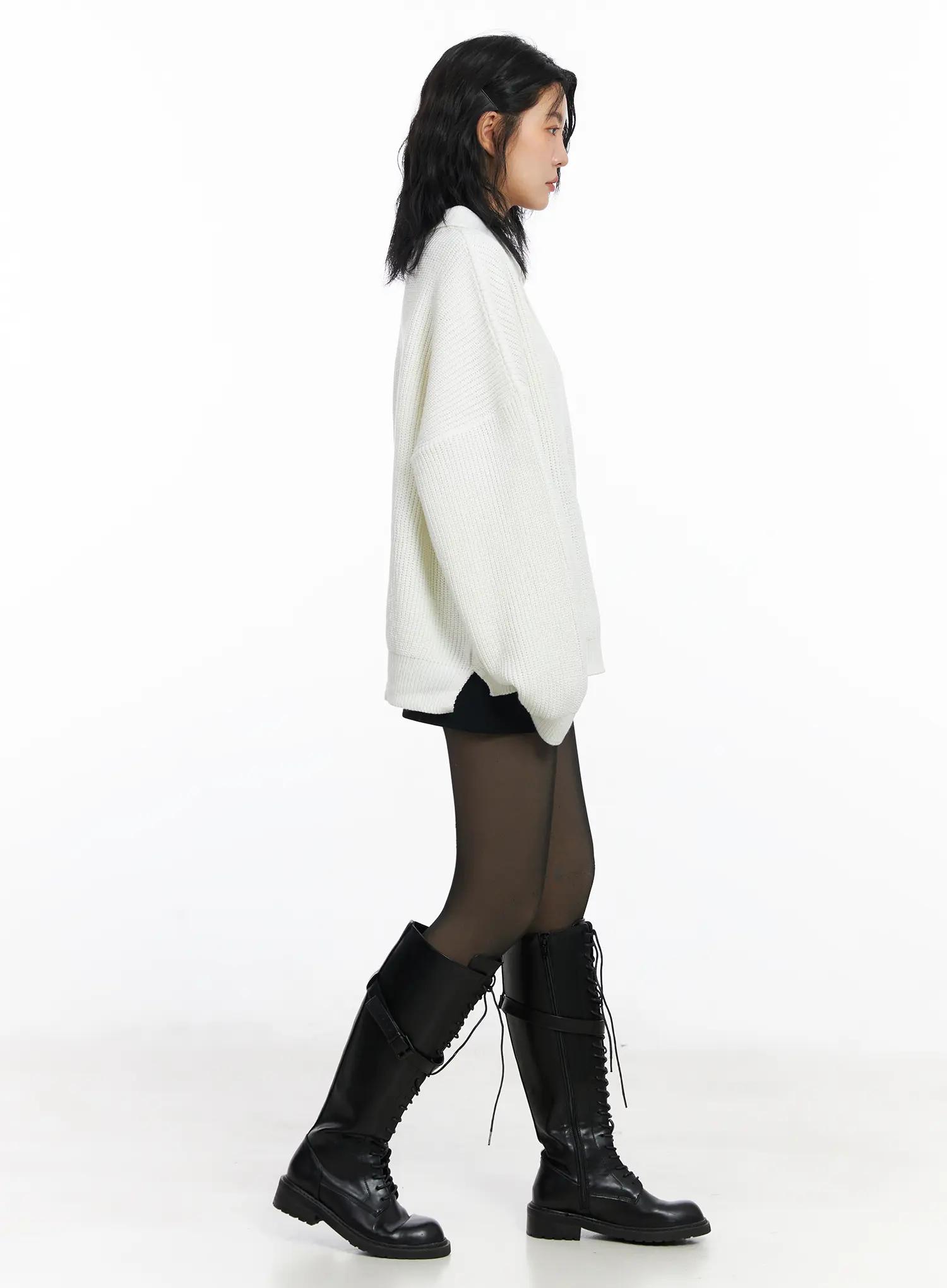 Oversized Knit Polo Sweater CJ523 - Image 8
