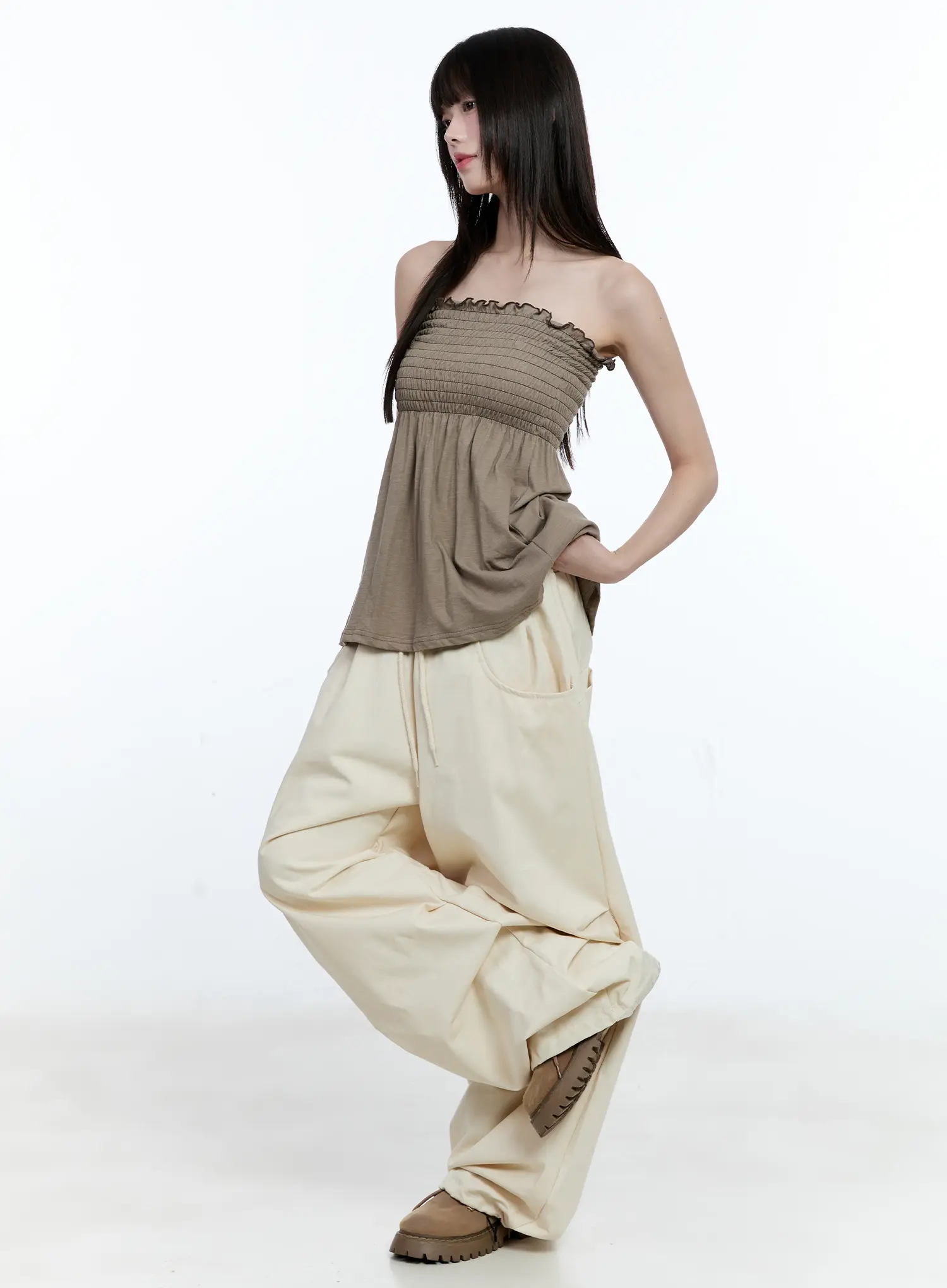 Oversized Pintuck Wide-Leg Pants CG507 - Image 6