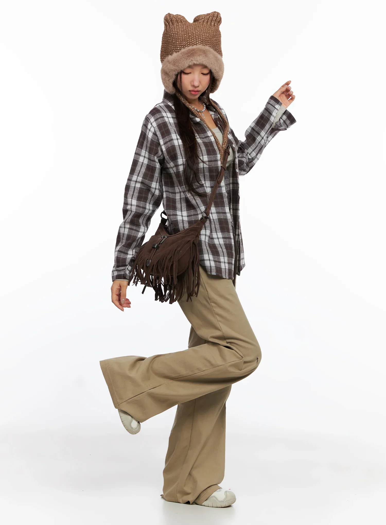 Oversized Plaid Long Sleeve Flannel Shirt CO515 - Image 3