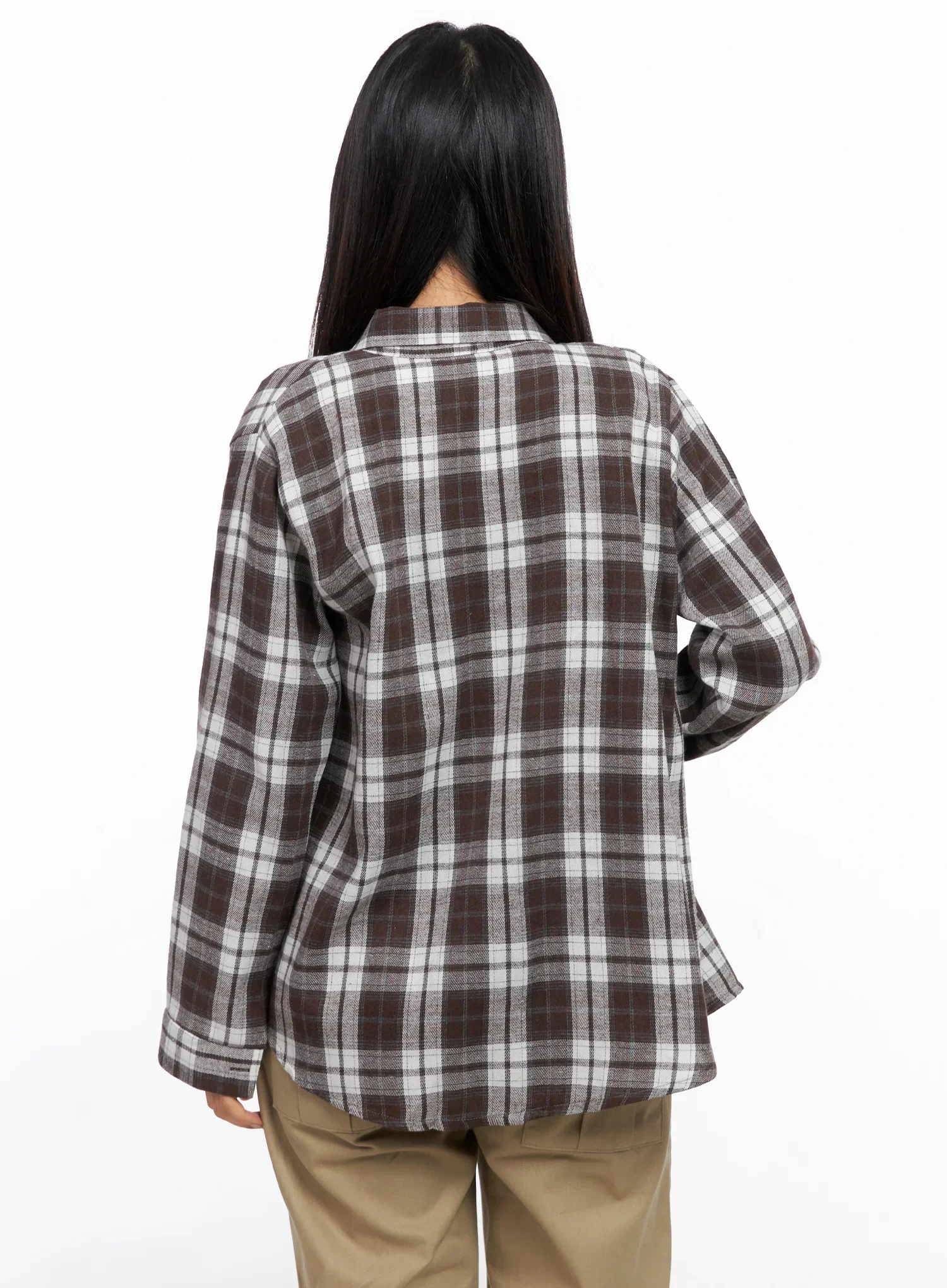Oversized Plaid Long Sleeve Flannel Shirt CO515 - Image 7