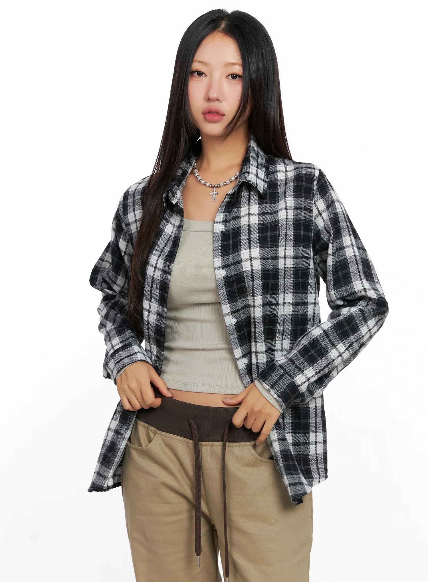 Oversized Plaid Long Sleeve Flannel Shirt CO515 - Image 8