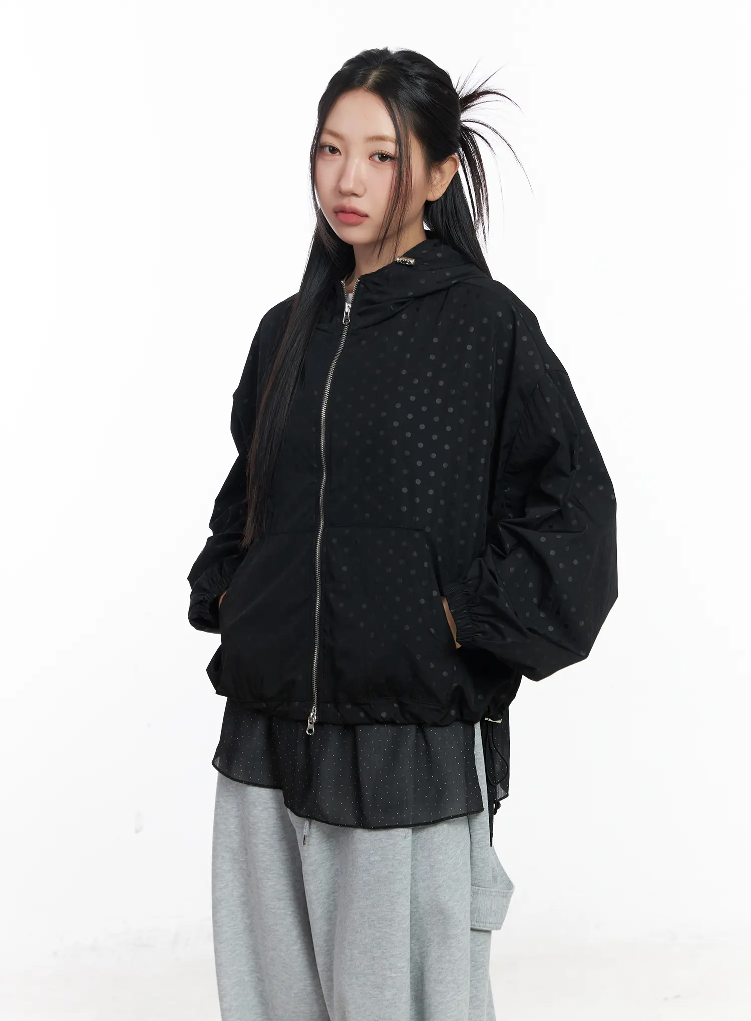 Oversized Polka Dot Windbreaker Jacket CJ530 - Image 10