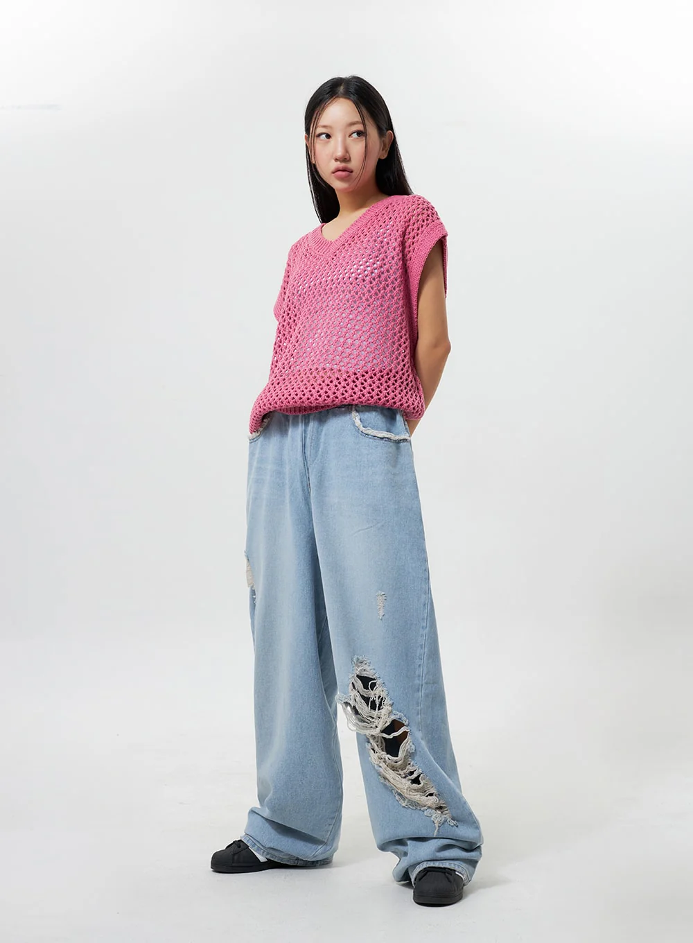 Oversized Ripped Jeans CY324 - Image 4