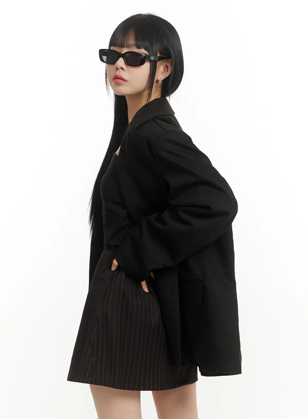 Oversized Solid Pocket Blazer IM406 - Image 4