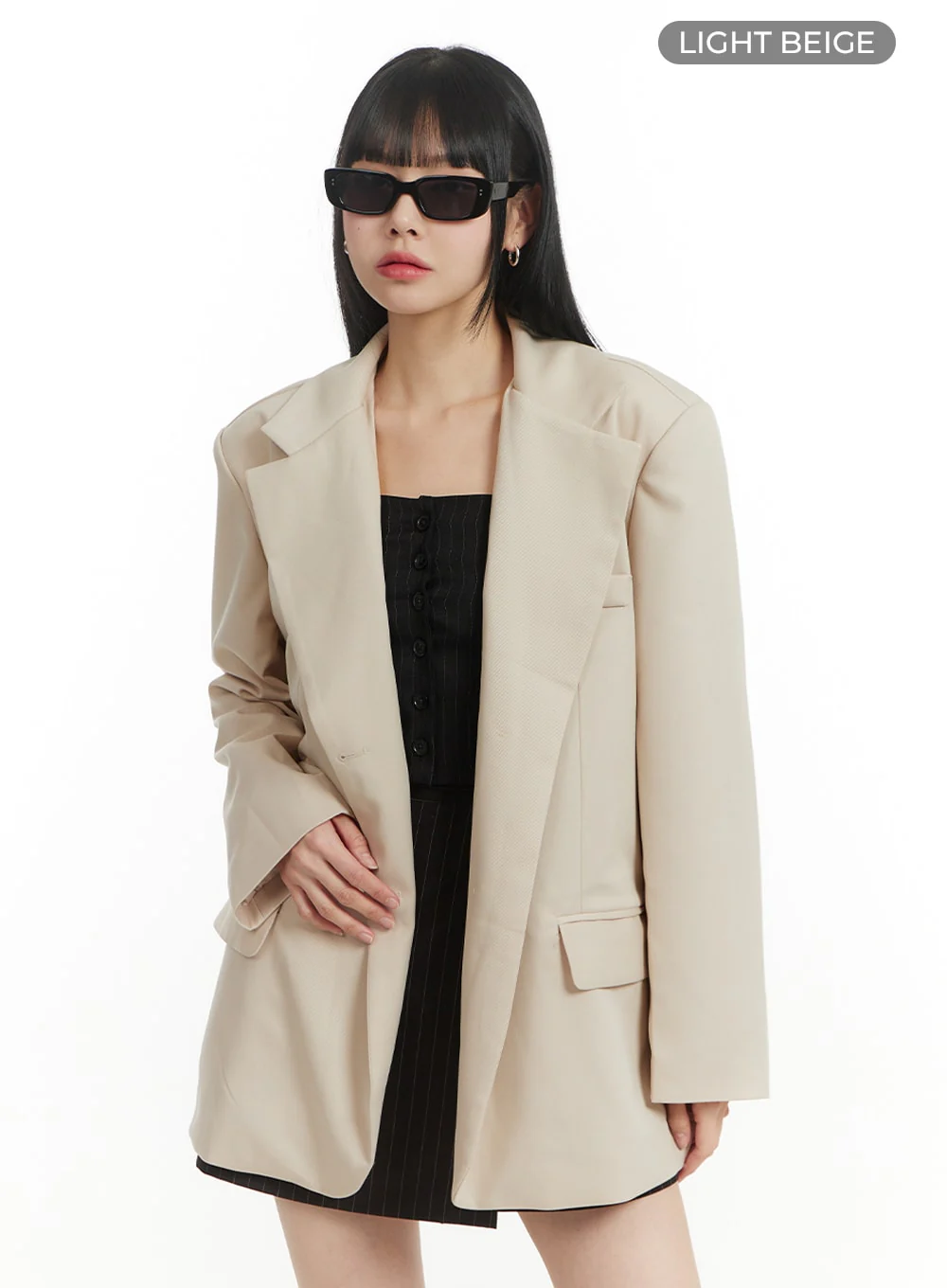 Oversized Solid Pocket Blazer IM406 - Image 9