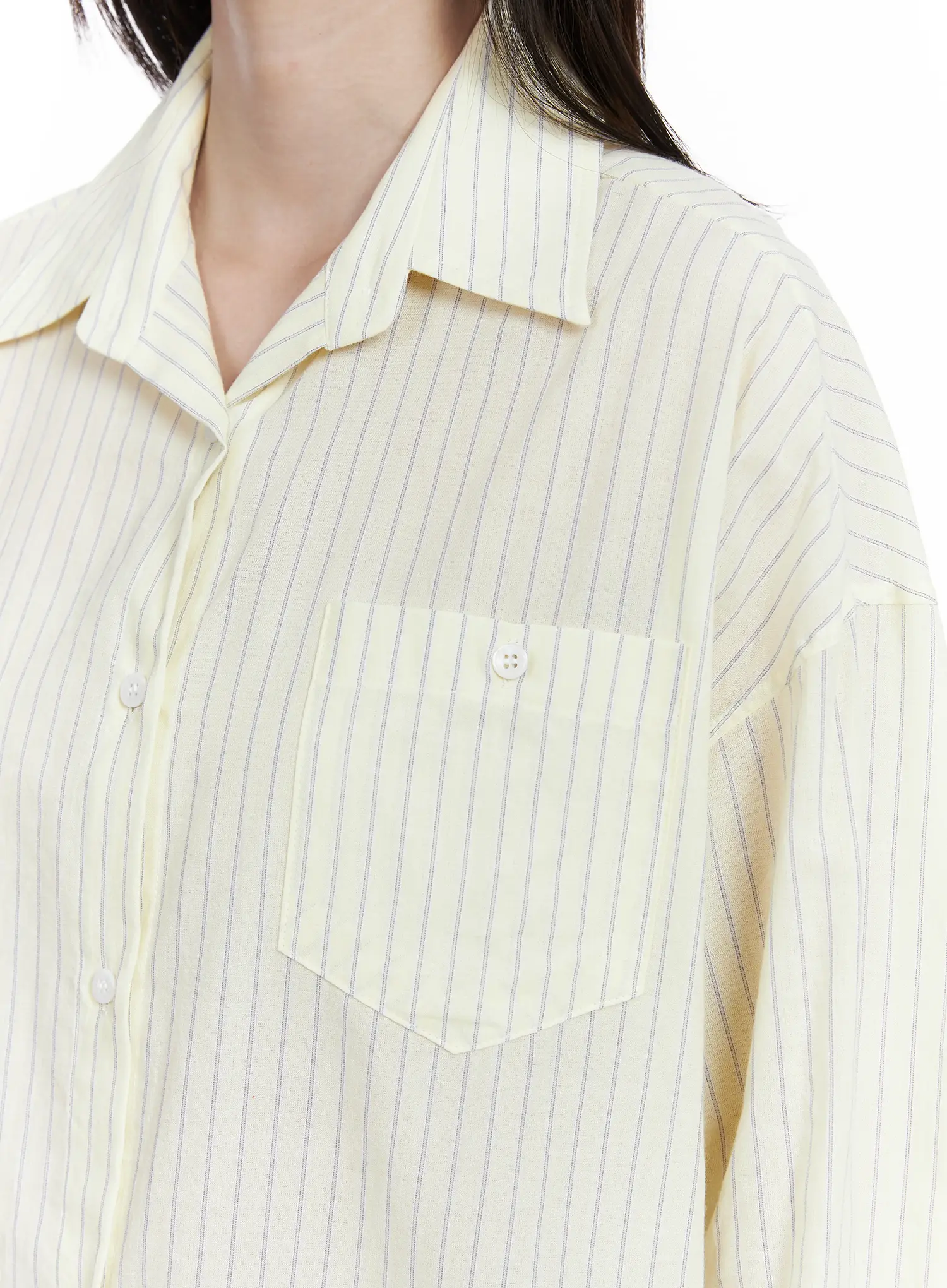 Oversized Striped Button-Up Shirt IF525 - Image 7