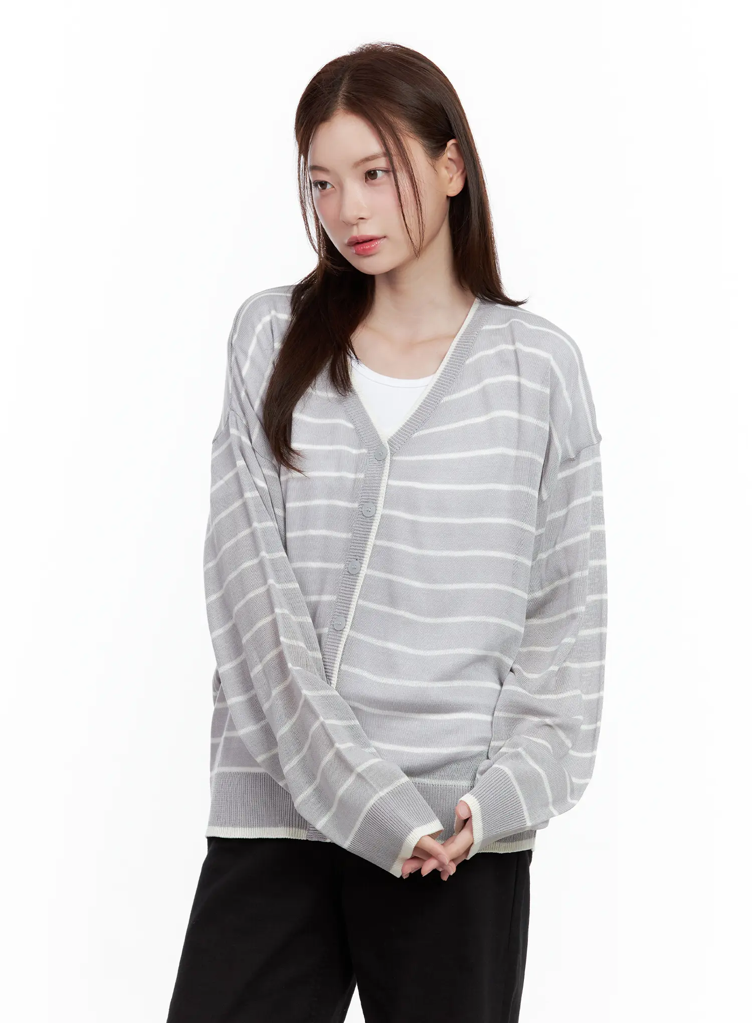 Oversized Striped Cardigan CL502 - Image 2