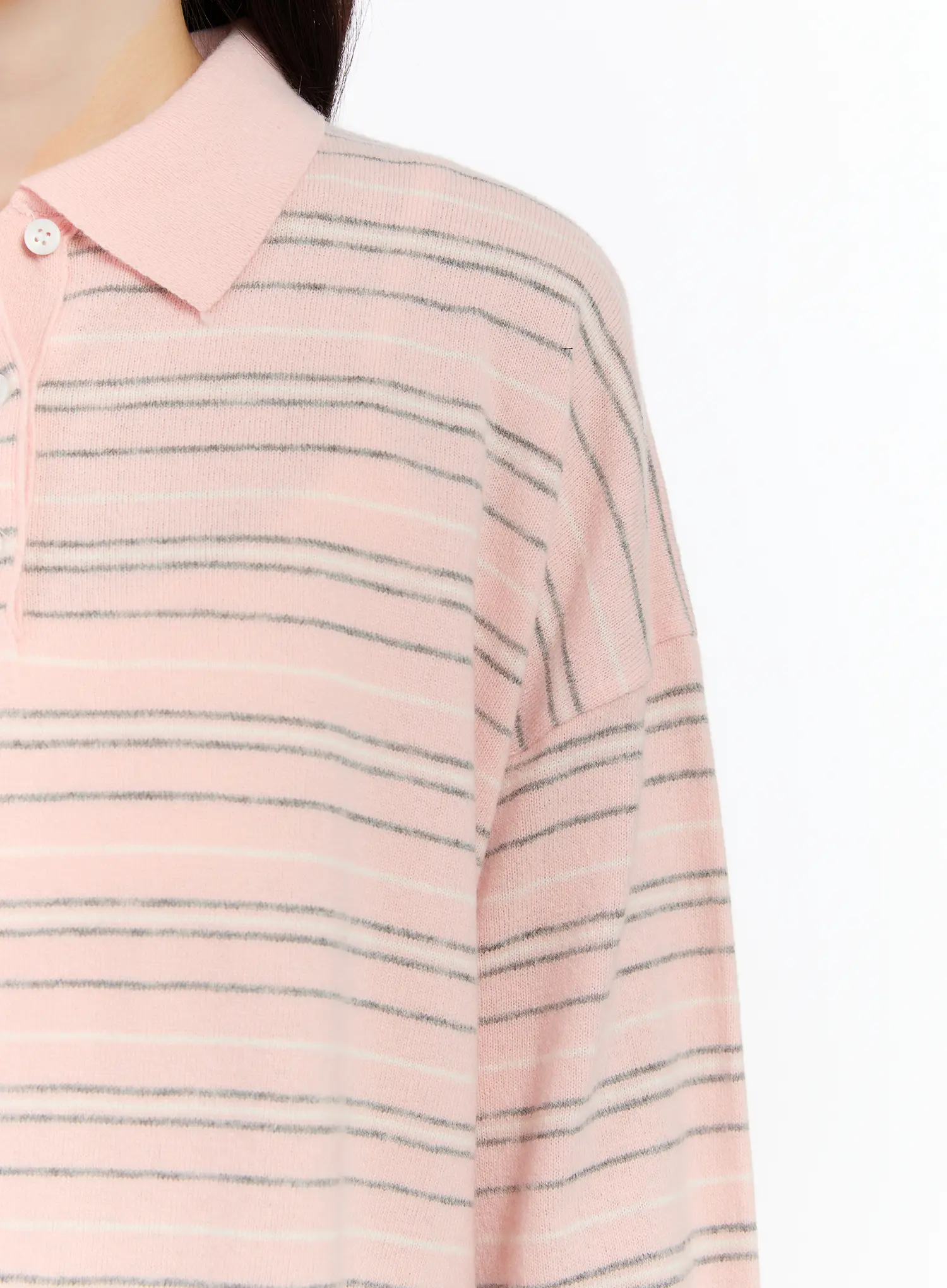 Oversized Striped Collar Knit Top CM510 - Image 6